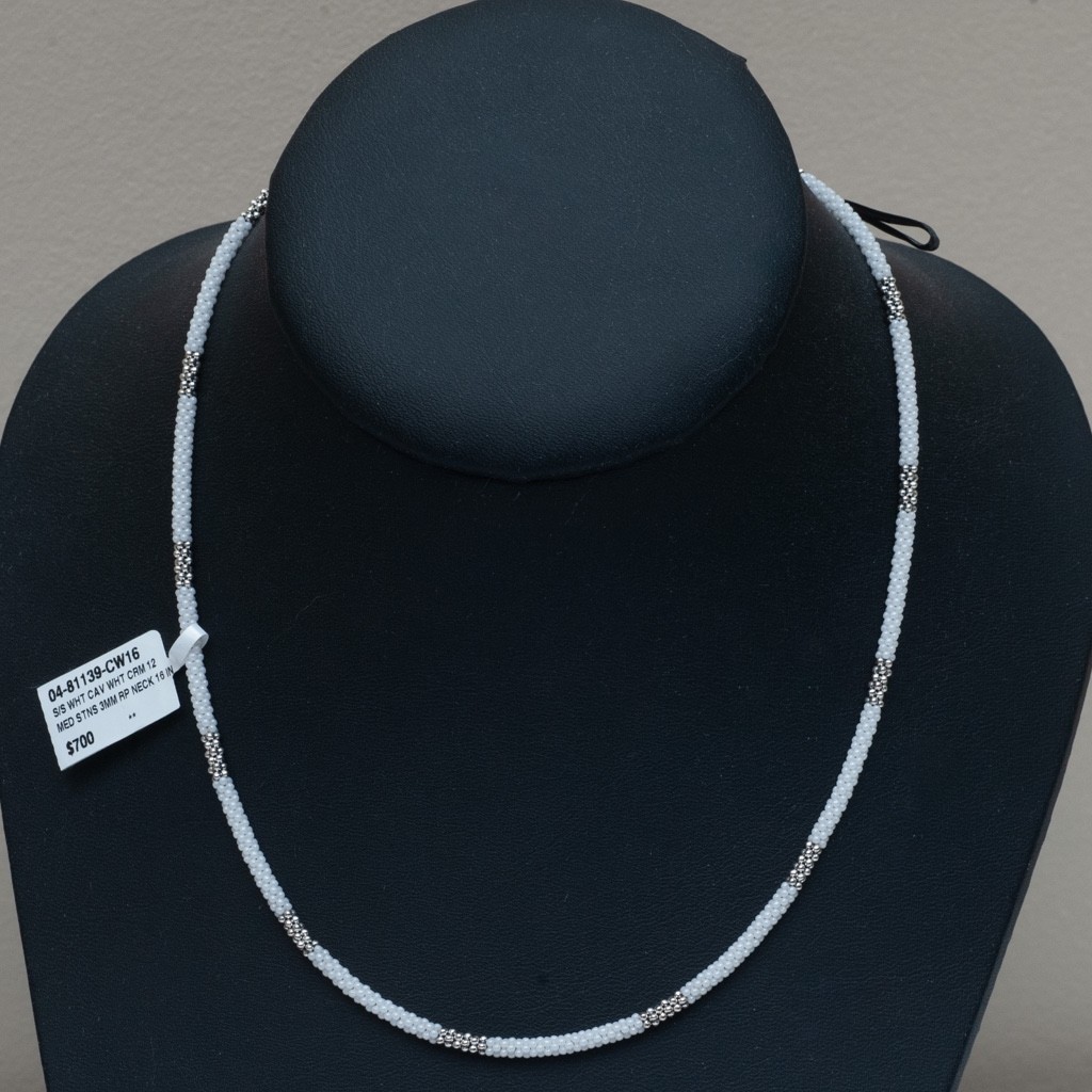 LAGOS White Ceramic Sterling Silver Caviar 12 Station 3mm Rope 16″ Necklace
