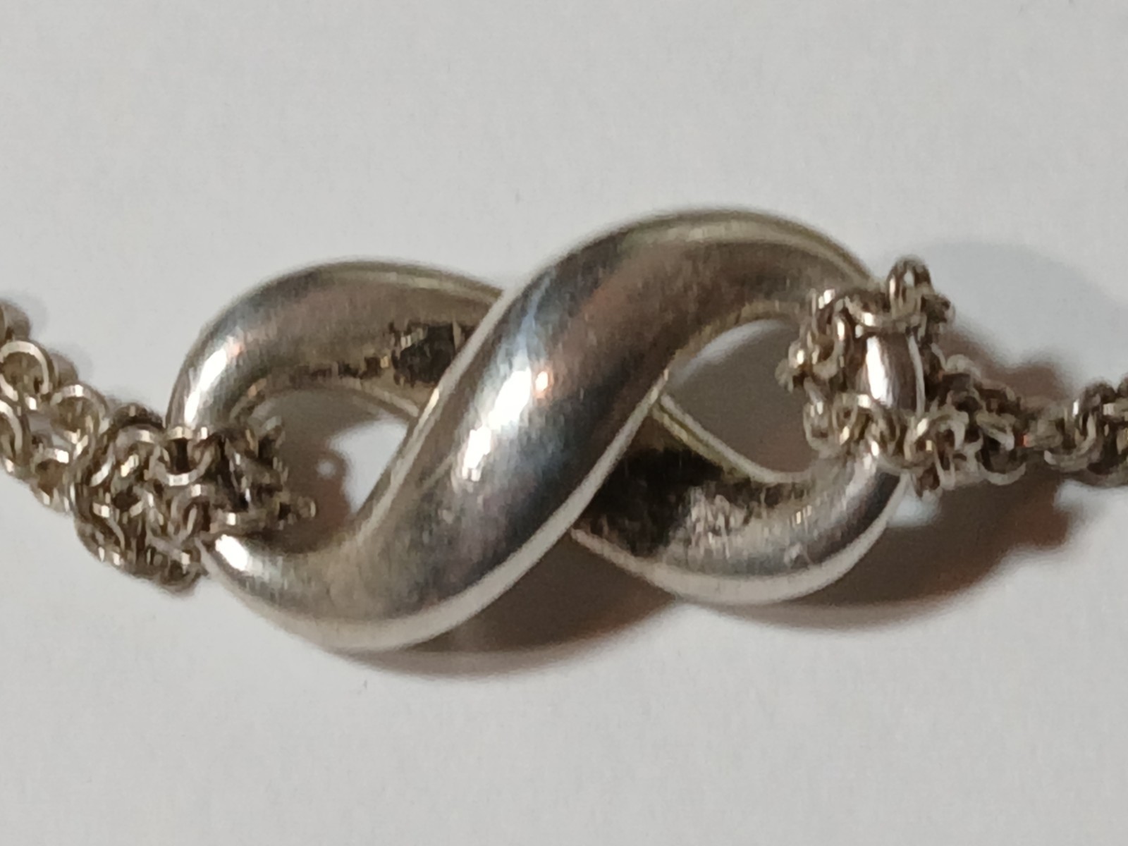Tiffany & Co 925 Sterling Silver Infinity Pendant Double Strand Necklace 16”