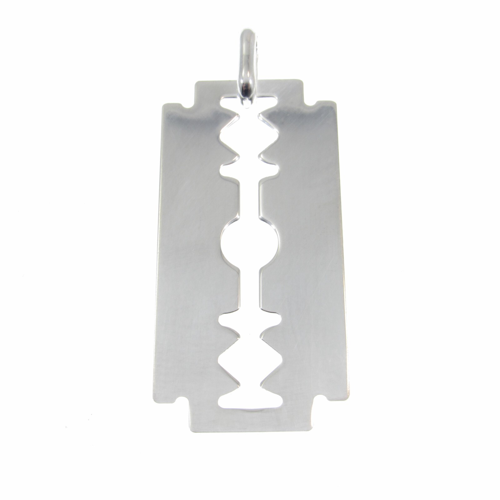 Solid 925 Sterling Silver Razor Blade Pendant, Grunge Punk Goth Hip Hop Jewelry