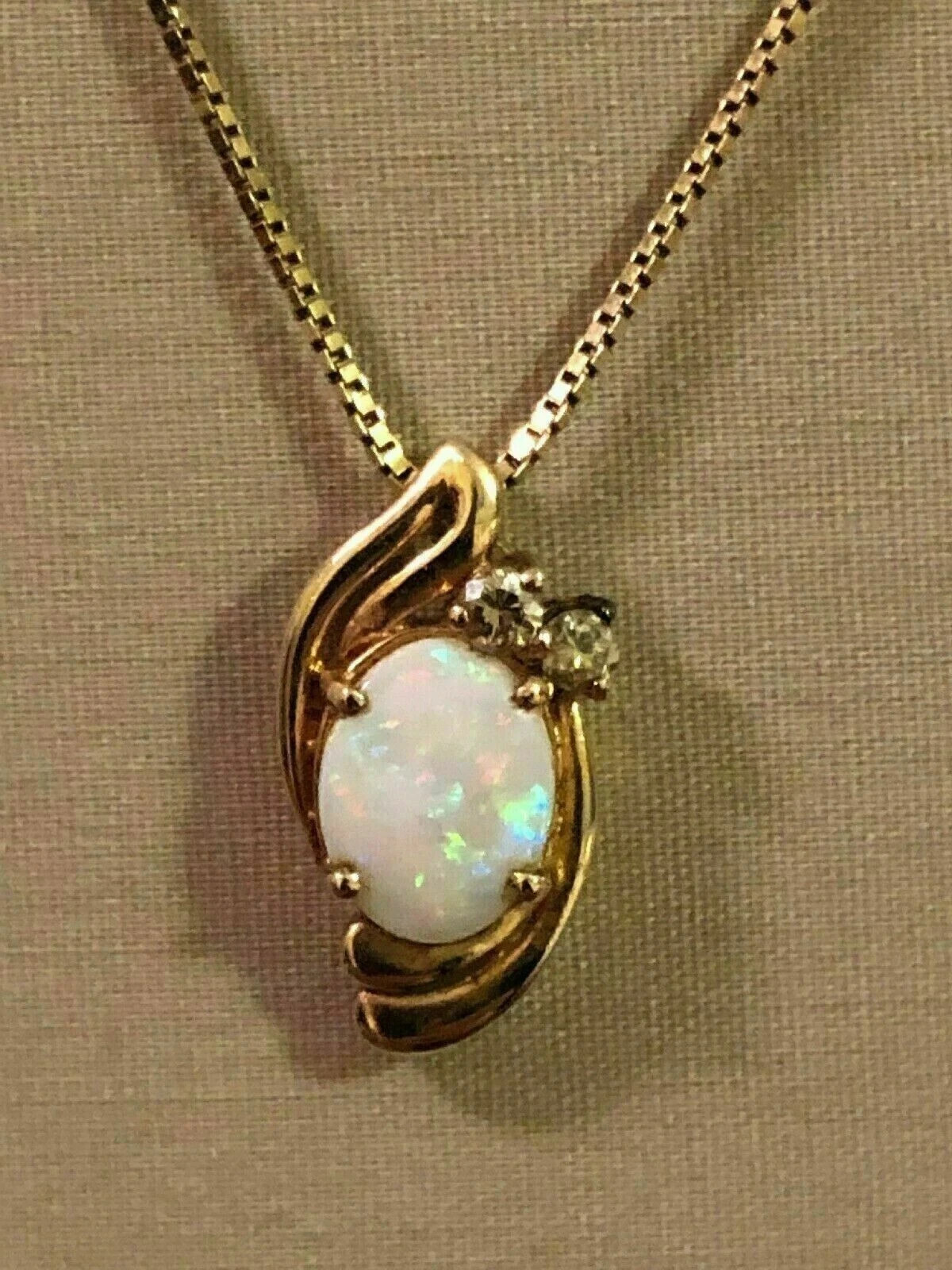 2Ct Oval Cut Fire Opal Diamond Solitaire Pendant 14K Yellow Gold Over Free Chain