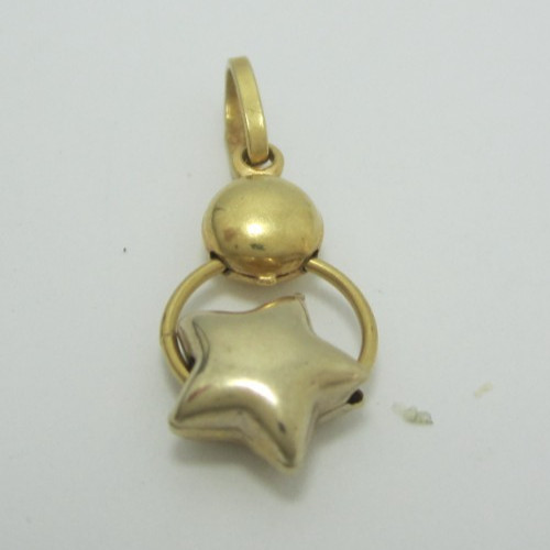 STUNNING 18K MULTI-TONE GOLD STAR (1″) CHARM PENDANT 1.2G