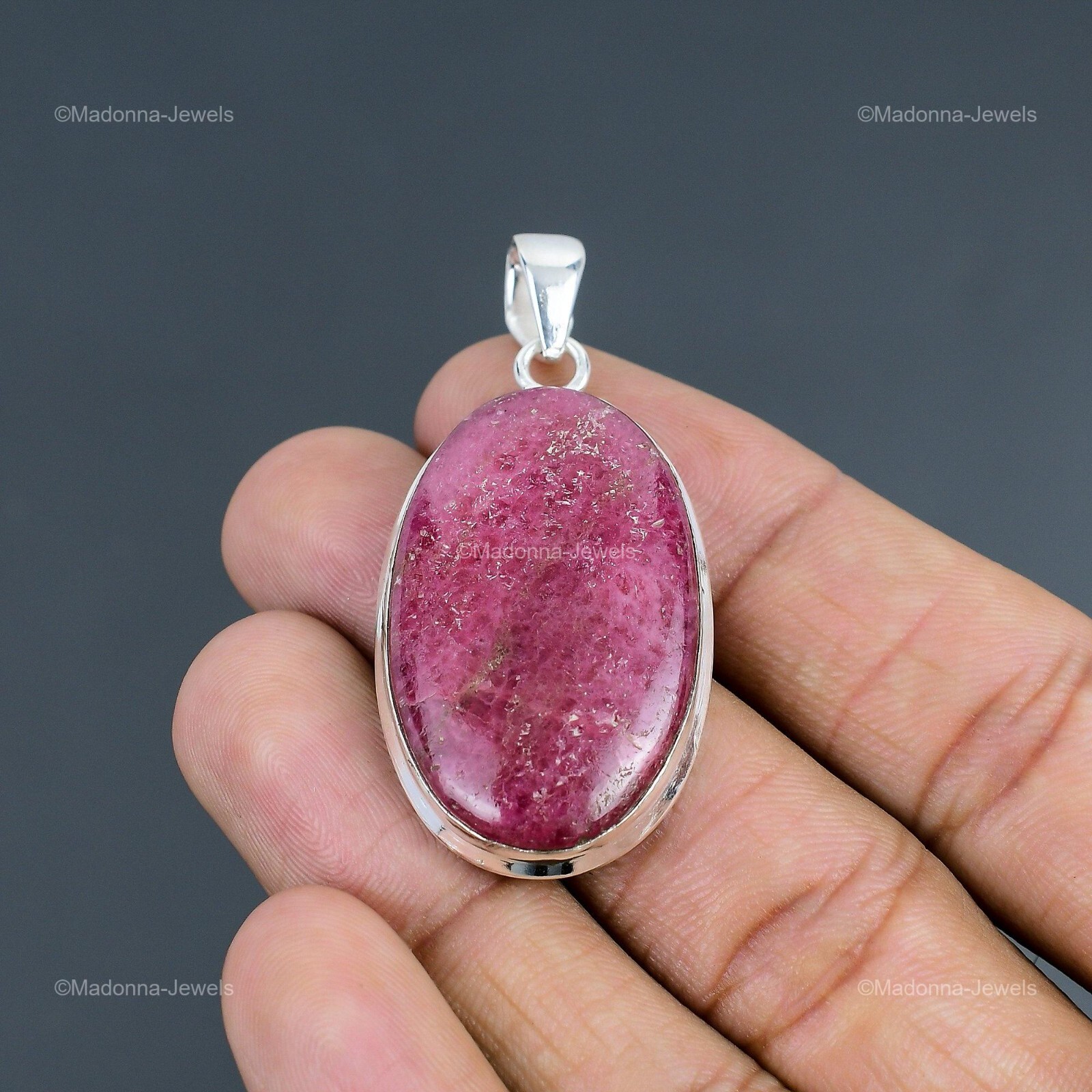 Rhodonite Gemstone Wedding Bezel Anniversary Pendant Jewelry 925 Sterling Silver