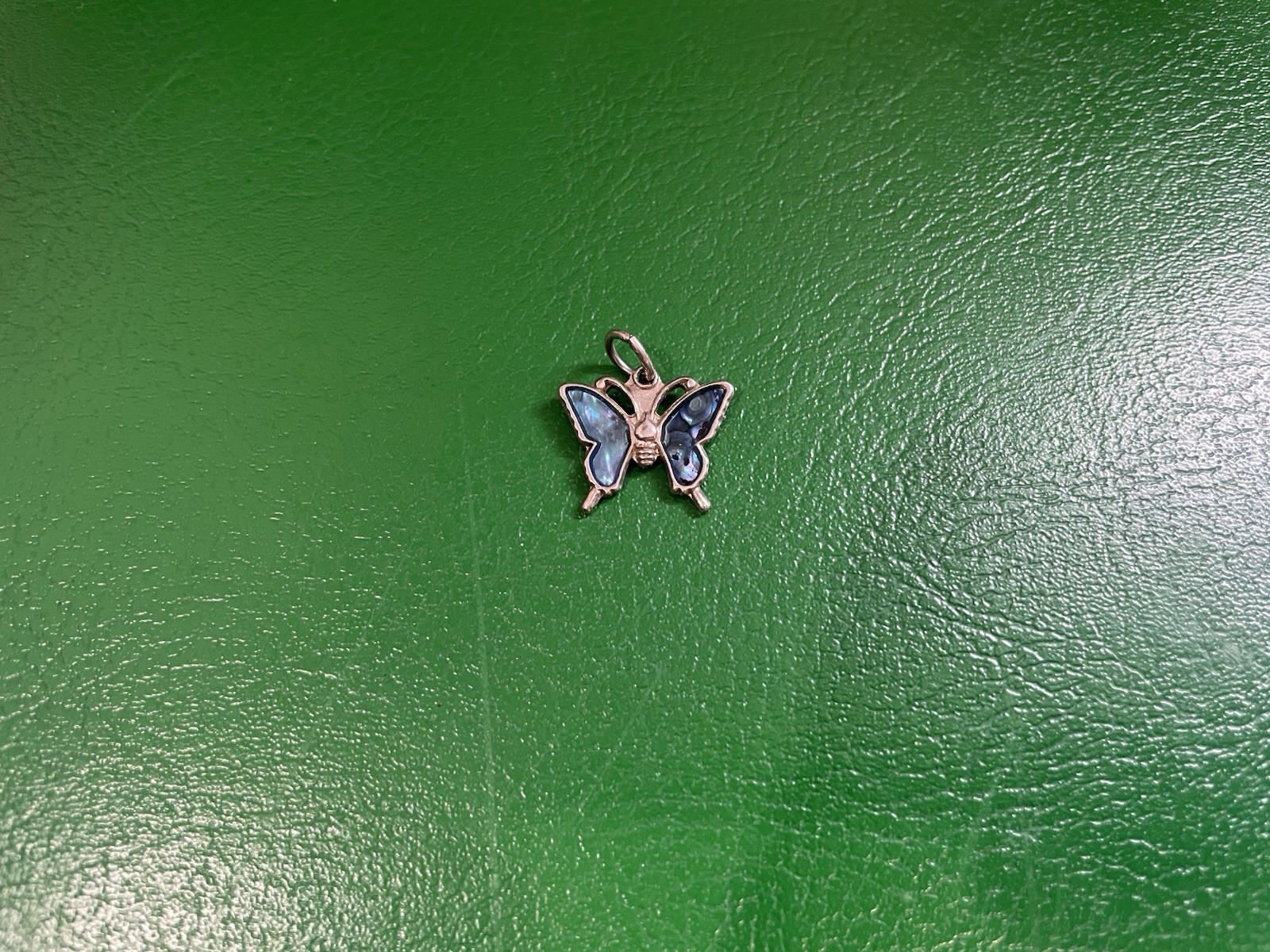 Blue Abalone Shell Butterfly Pendant Charm Sterling Silver .925 Metal Piece