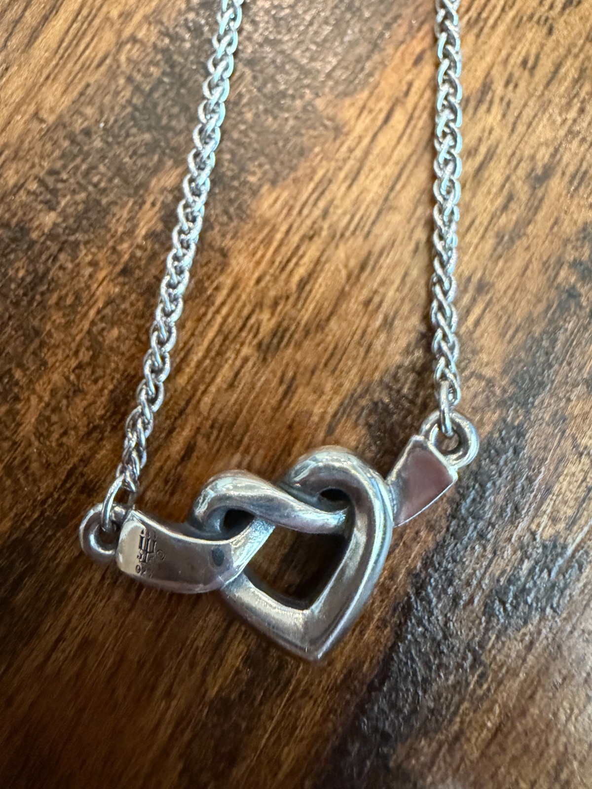 James Avery Retired Sterling Silver Heart Knot Adjustable Necklace