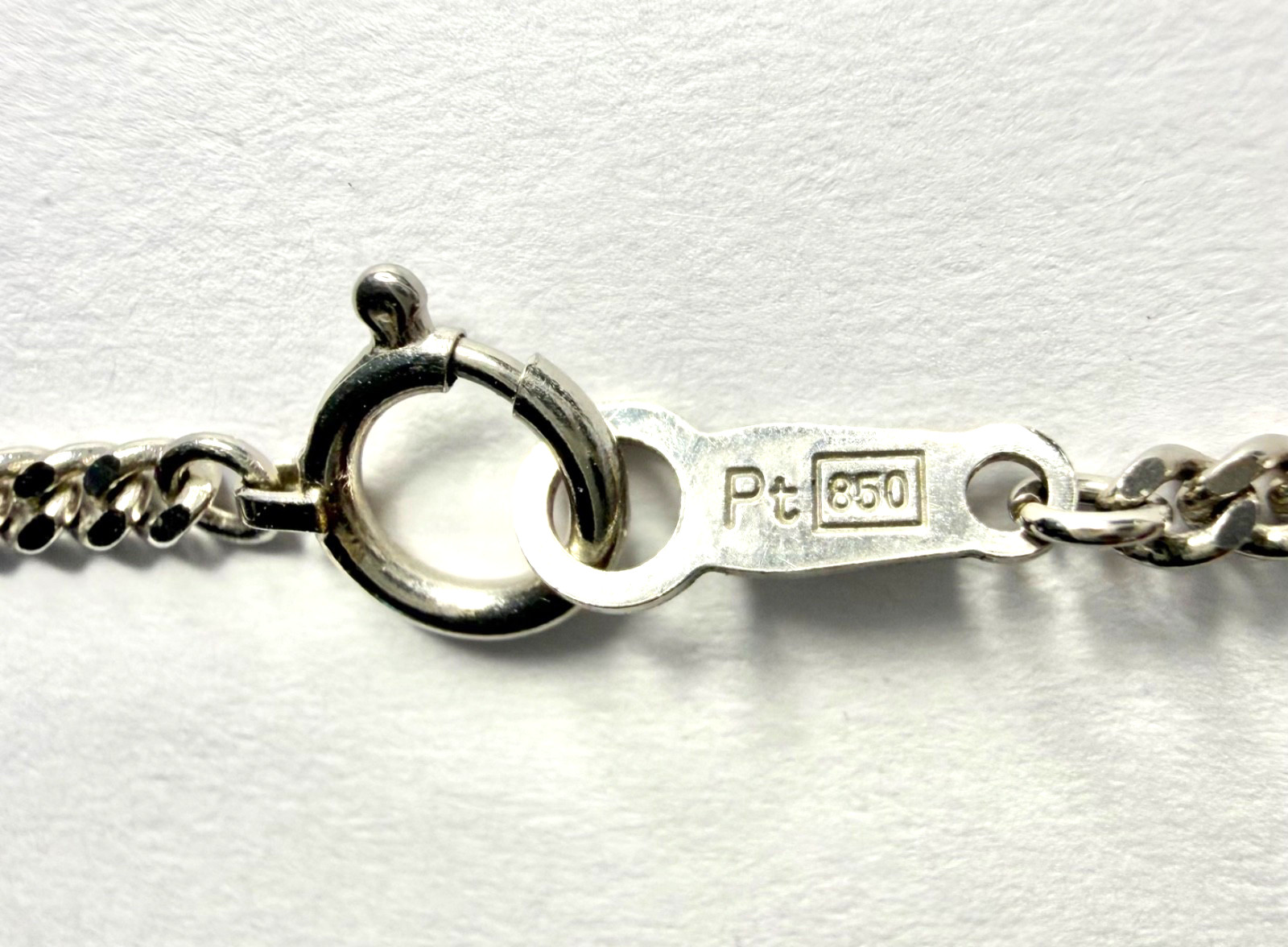 Solid Platinum Curb Link Chain Necklace 14.5″ 2.1mm 7.47g PT850 Mint Condition