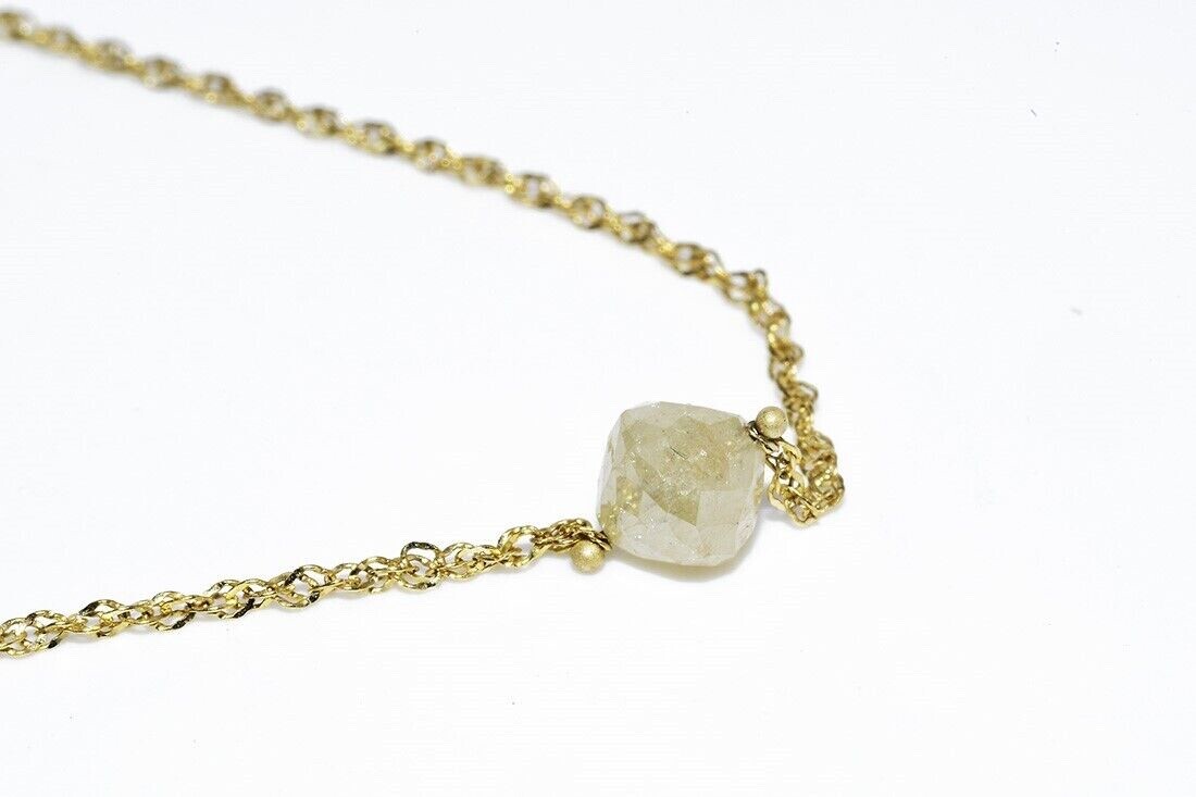 $2,100 .85CT NATURAL FANCY LIGHT YELLOW DIAMOND SOLITAIRE NECKLACE 14K GOLD