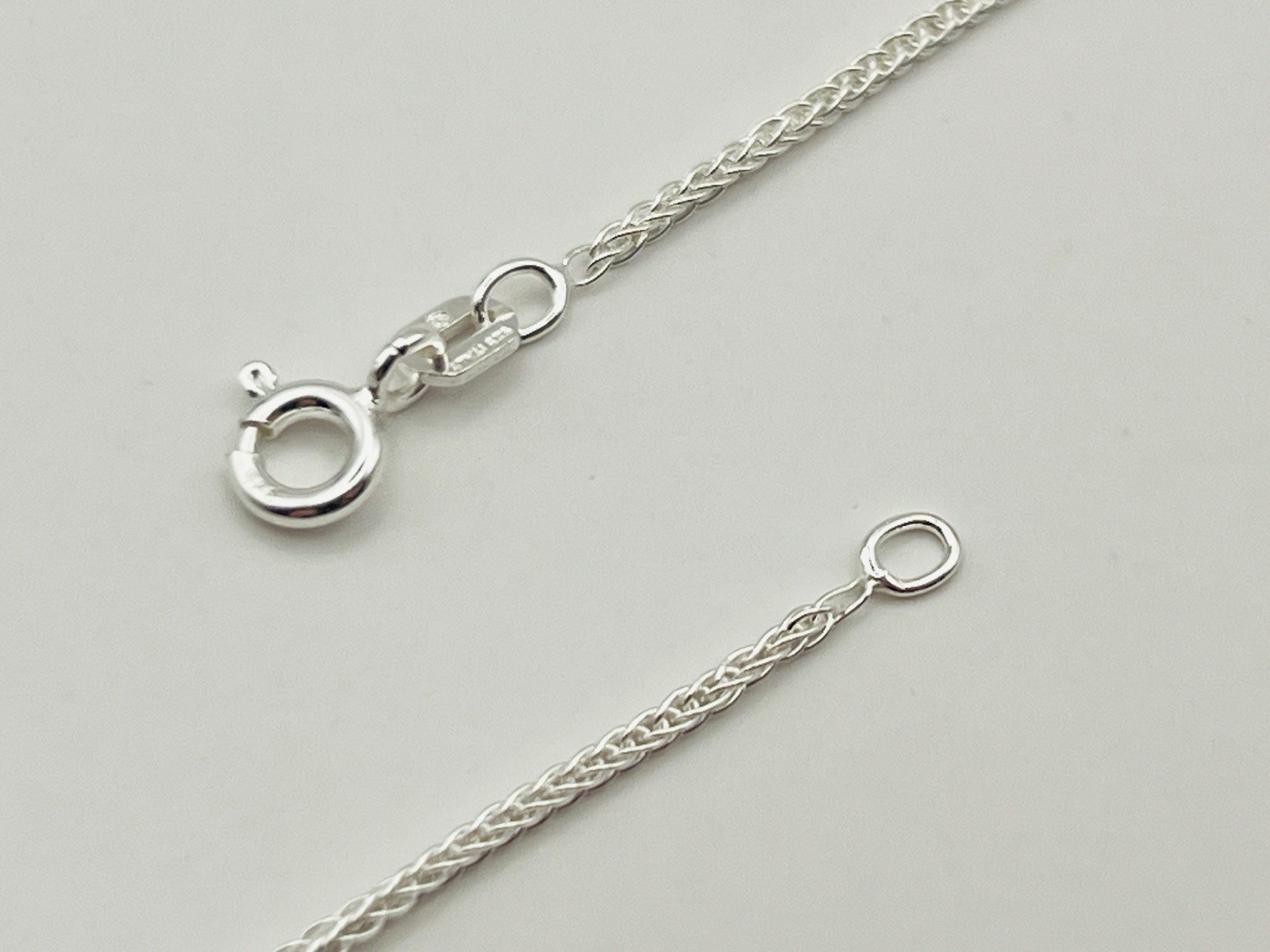 Sterling Silver 1mm Wheat Spiga Link Chain Necklace 16 Inches