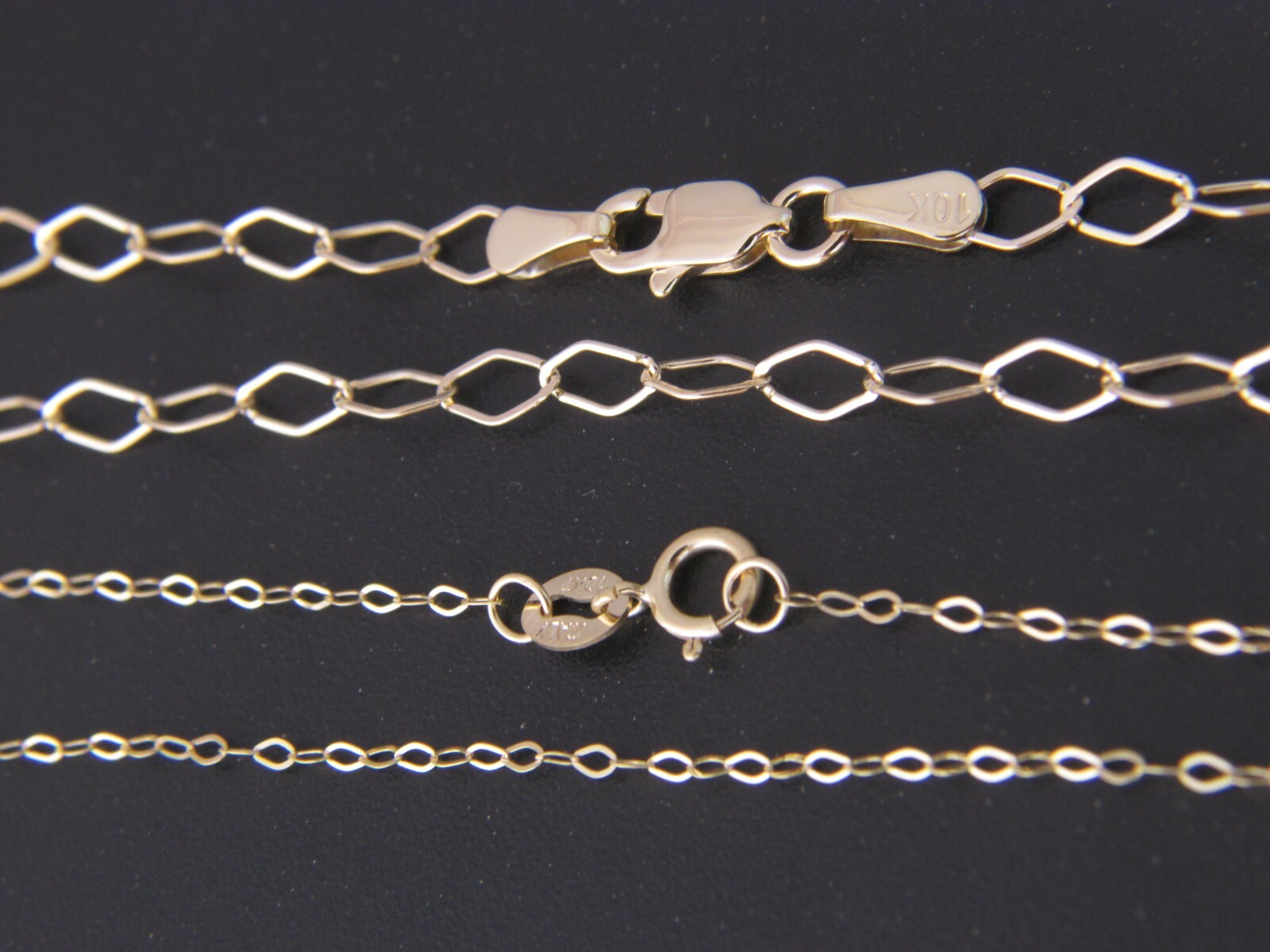 Solid 10k yellow gold Flat Link Necklace chain 10kt Italian gold chain necklace