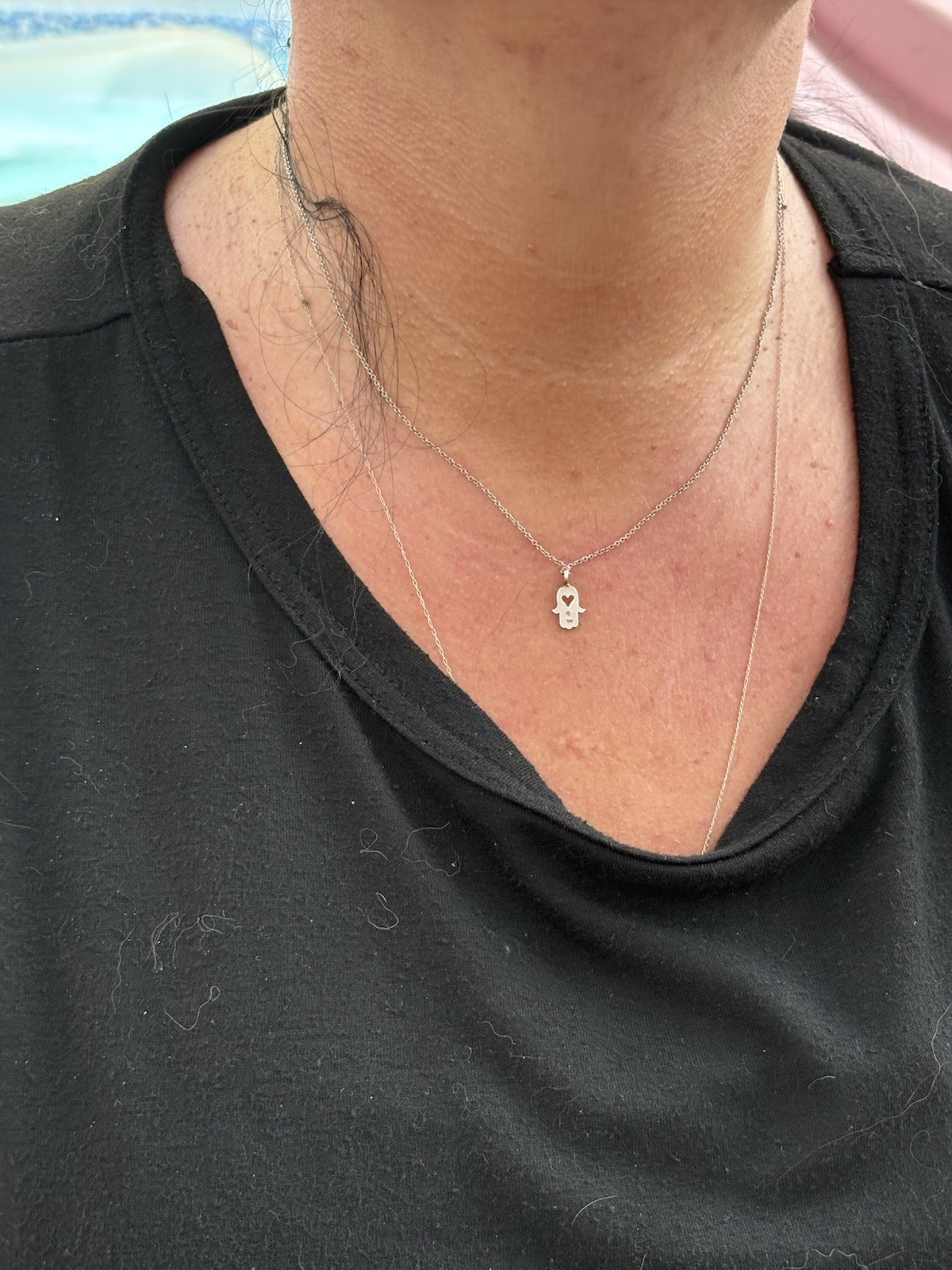Delicate 925 Hamsa Necklace 17” NWOT