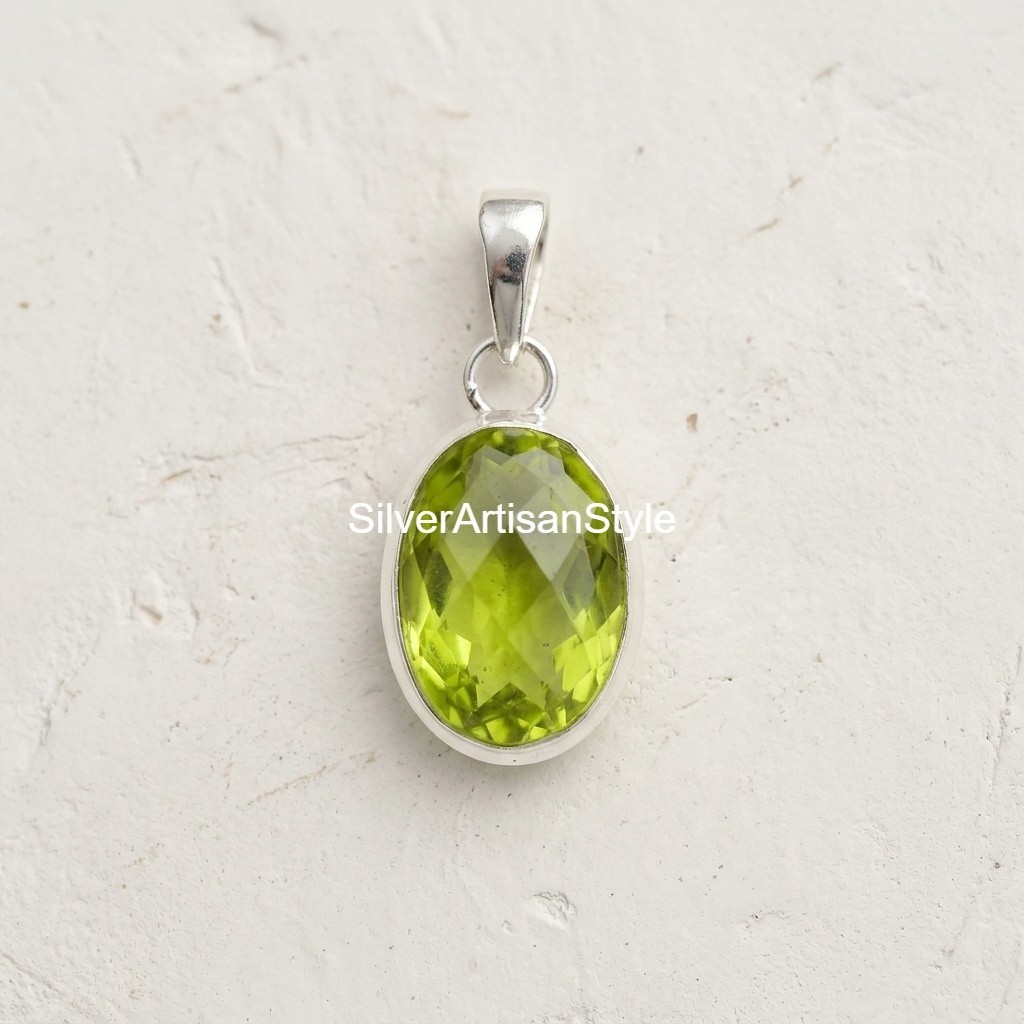 Peridot Gemstone Handmade 925 Sterling Silver Jewelry Pendant For Gifts Handmade