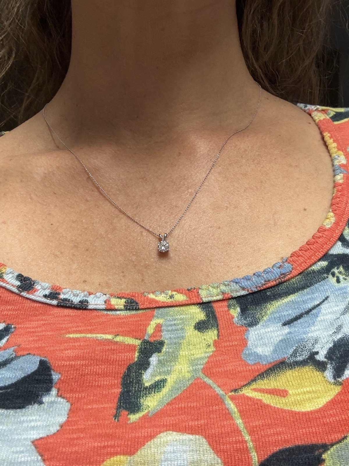 Diamond Pendant 20” Necklace 0.5ct F VS2 Round Brilliant 14k White Gold