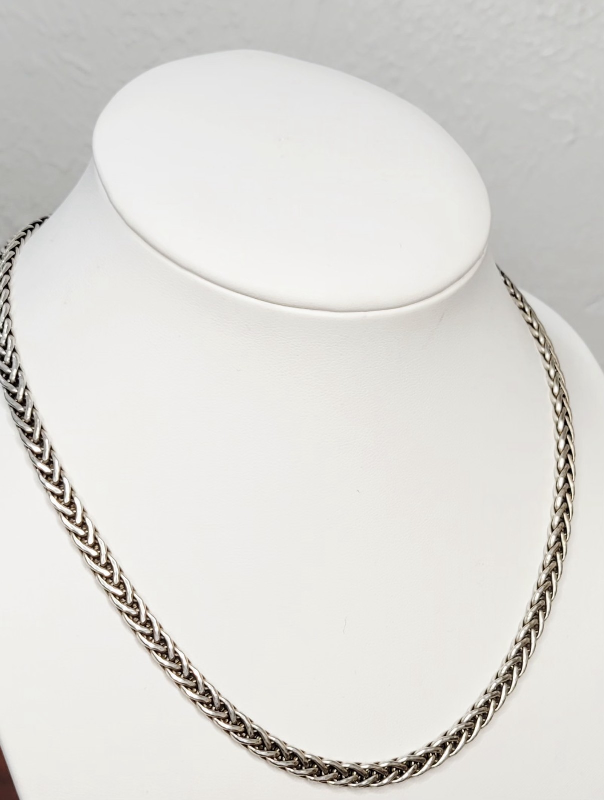 Solid Sterling Italian Foxtail Necklace Luxurious 18″ 31.4 Grams Stamped 925 OTC