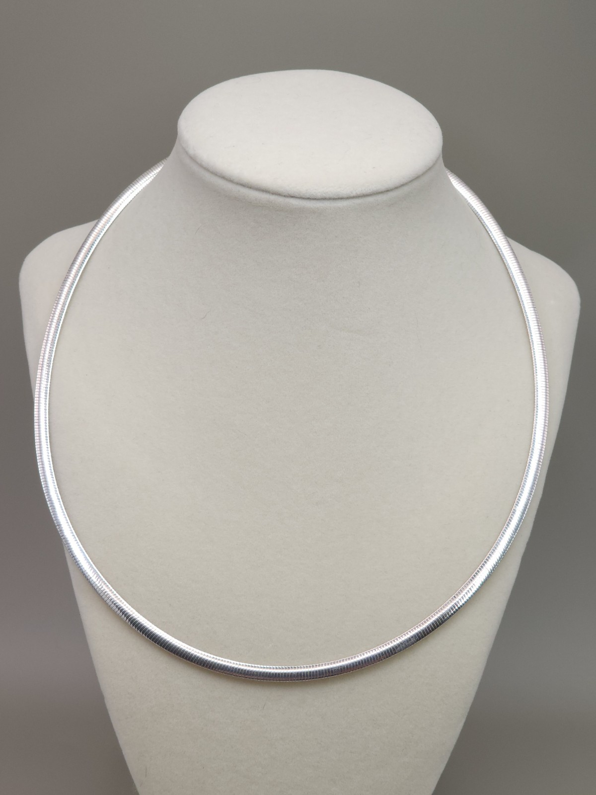 Milor Italy 950 Fine Silver Reversible Omega Choker Necklace 4mm Vintage Chain