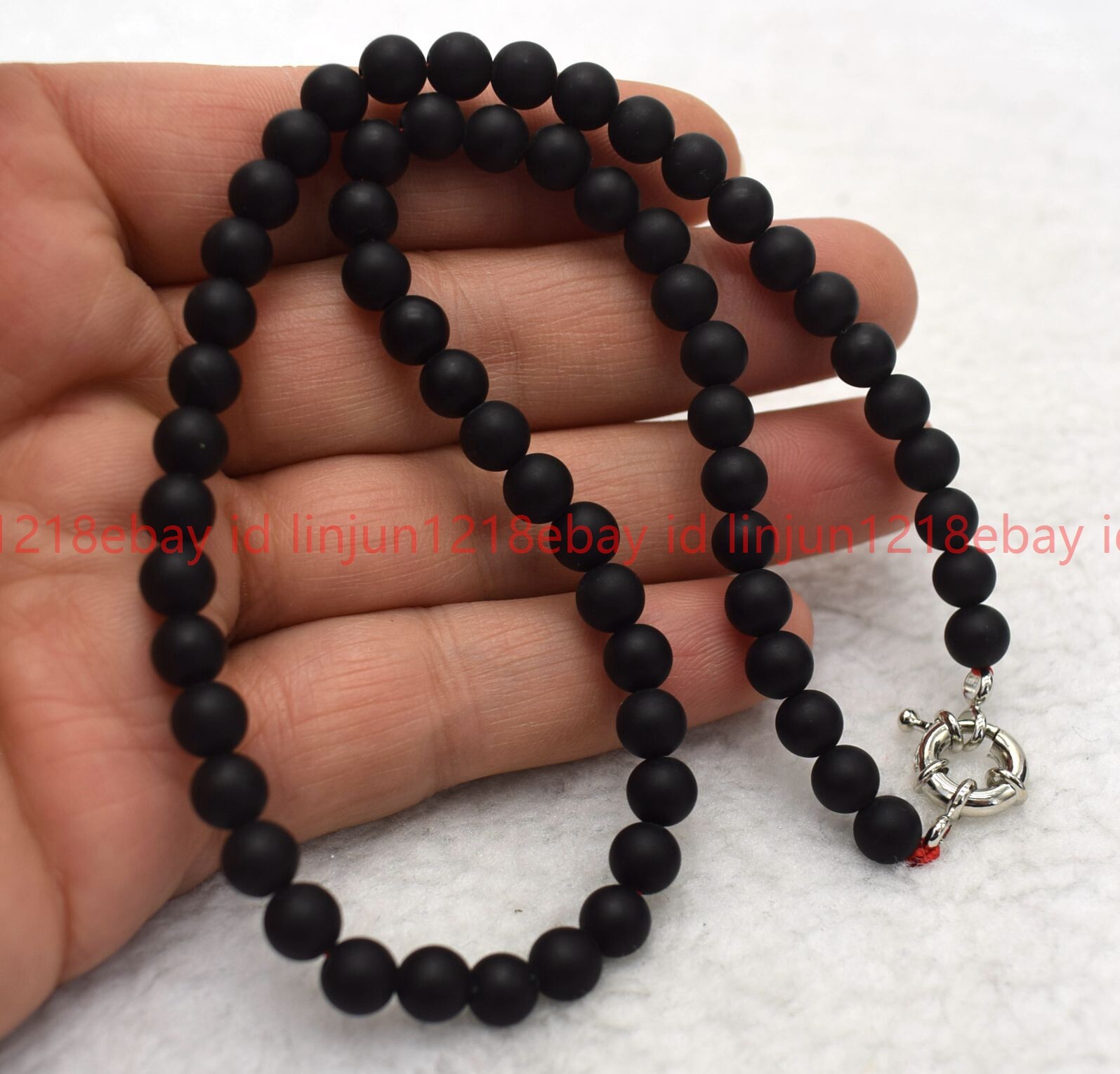 Natural Beautiful 6mm Black Matte Agate Round Gemstone Beaded Necklace 16-32in