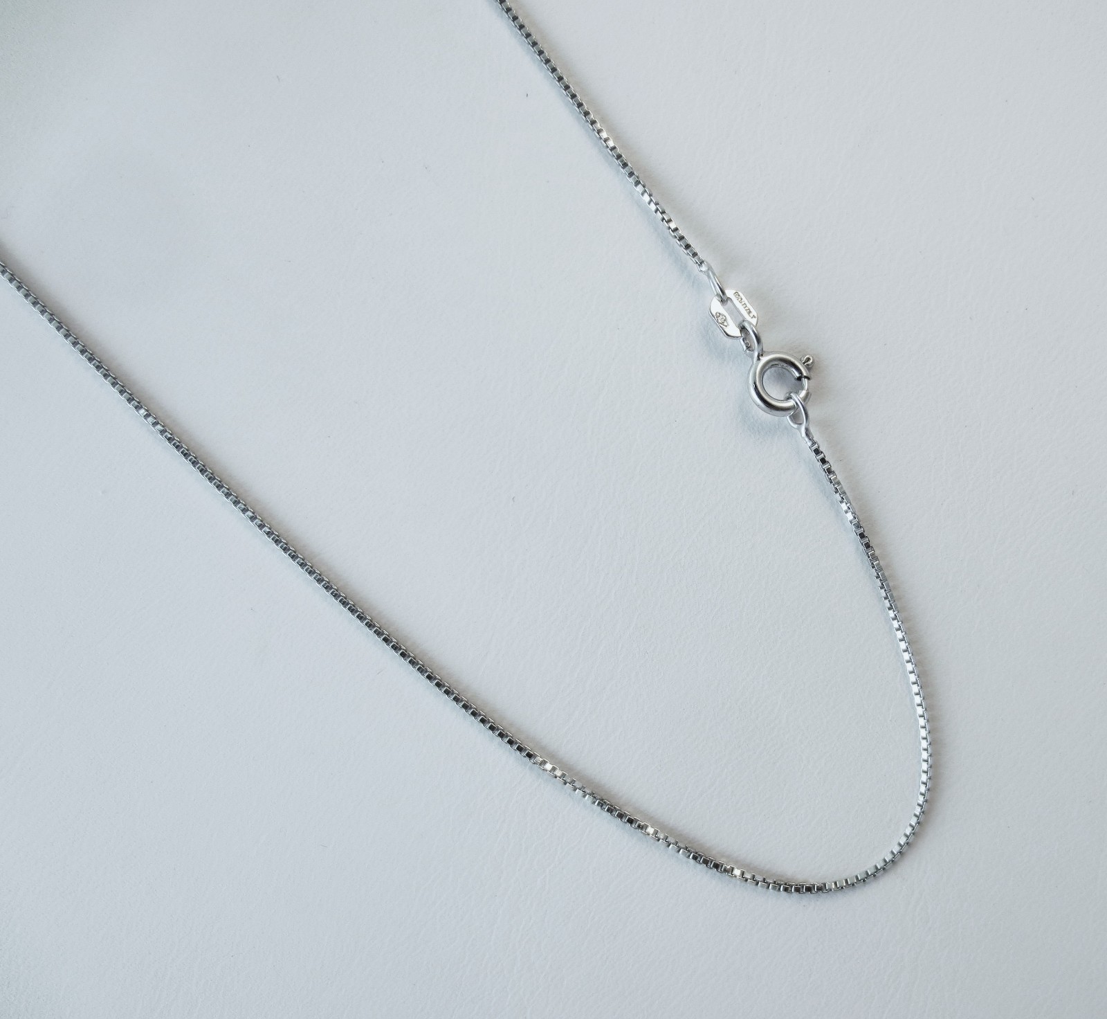 Box Chain 1mm Italian .925 Rhodium Plated over Sterling Silver 16,18,20,22,24″