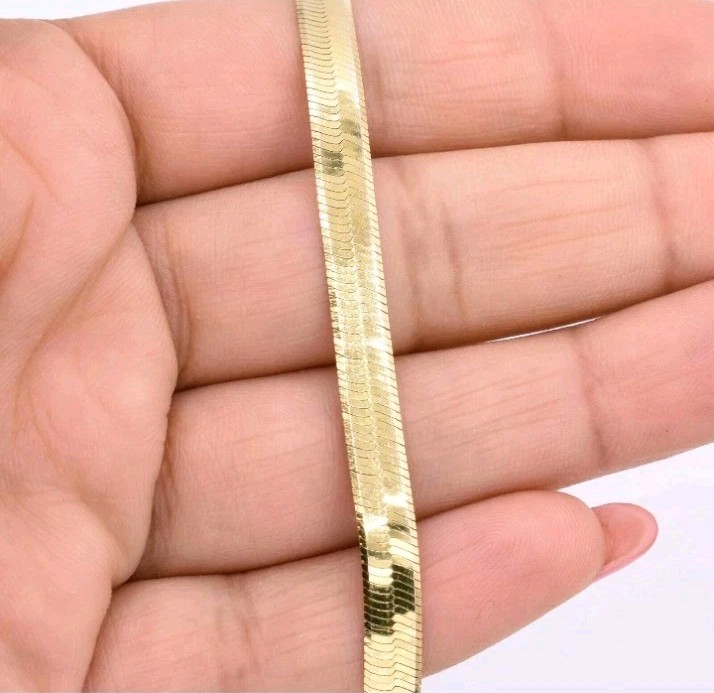 5.5mm Reversible Herringbone 18″ Necklace Real Solid Sterling Silver 925 Italy