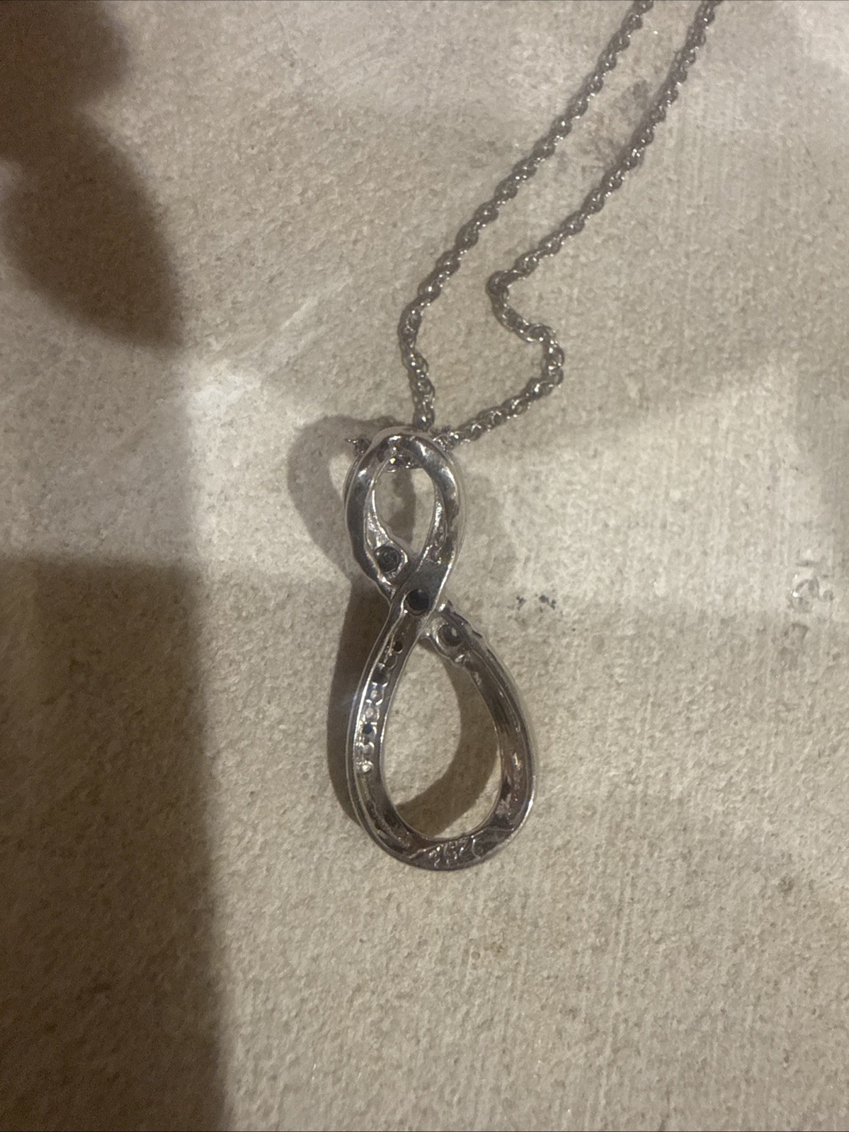Black and White Diamond Infinity Pendant Necklace 925 Sterling Silver