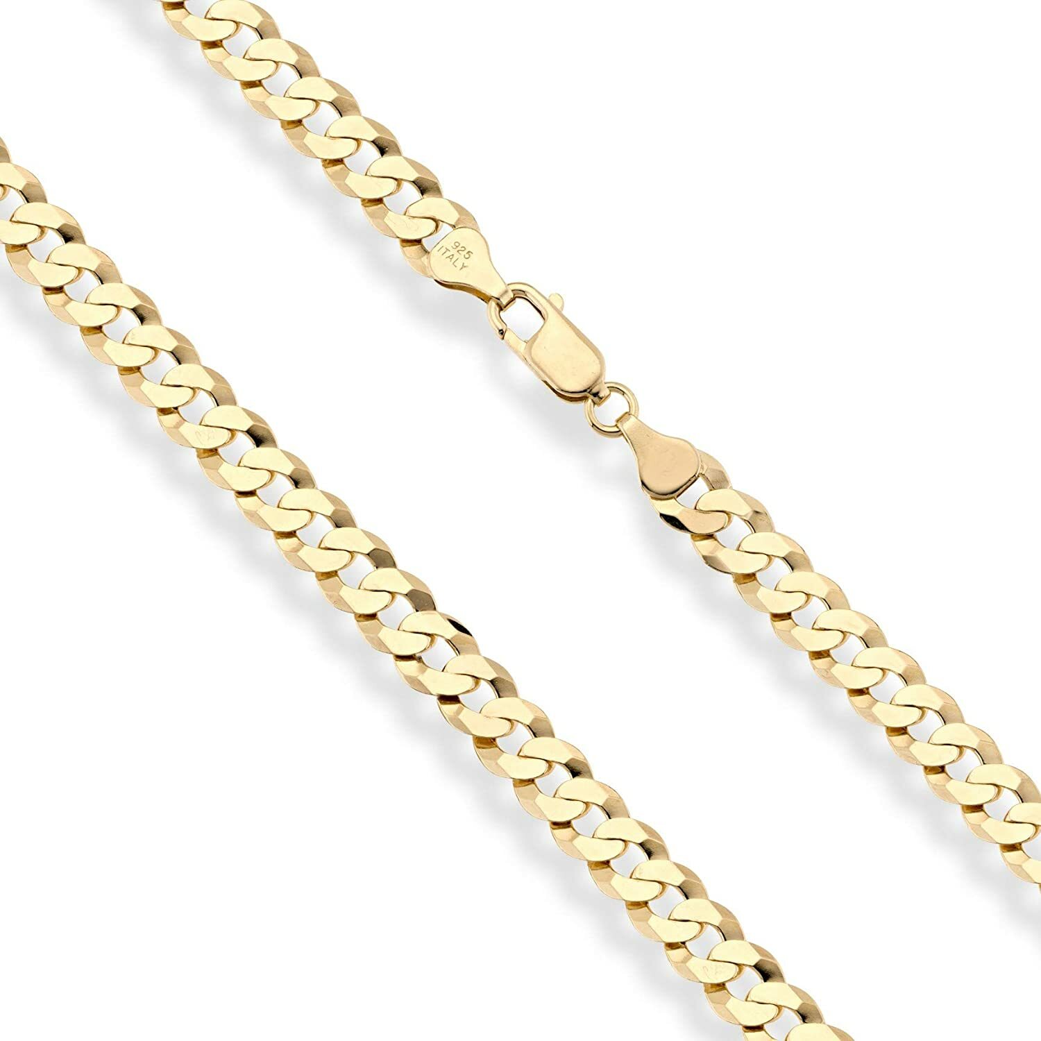 6.5MM Solid 925 Sterling Silver Italian Gold Curb Cuban Chain Necklace 18″- 24″