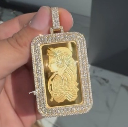 Womens Natural Moissanite “PAMP Suisse Lady Fortuna” 2.2 Inch Pendant 925 Silver