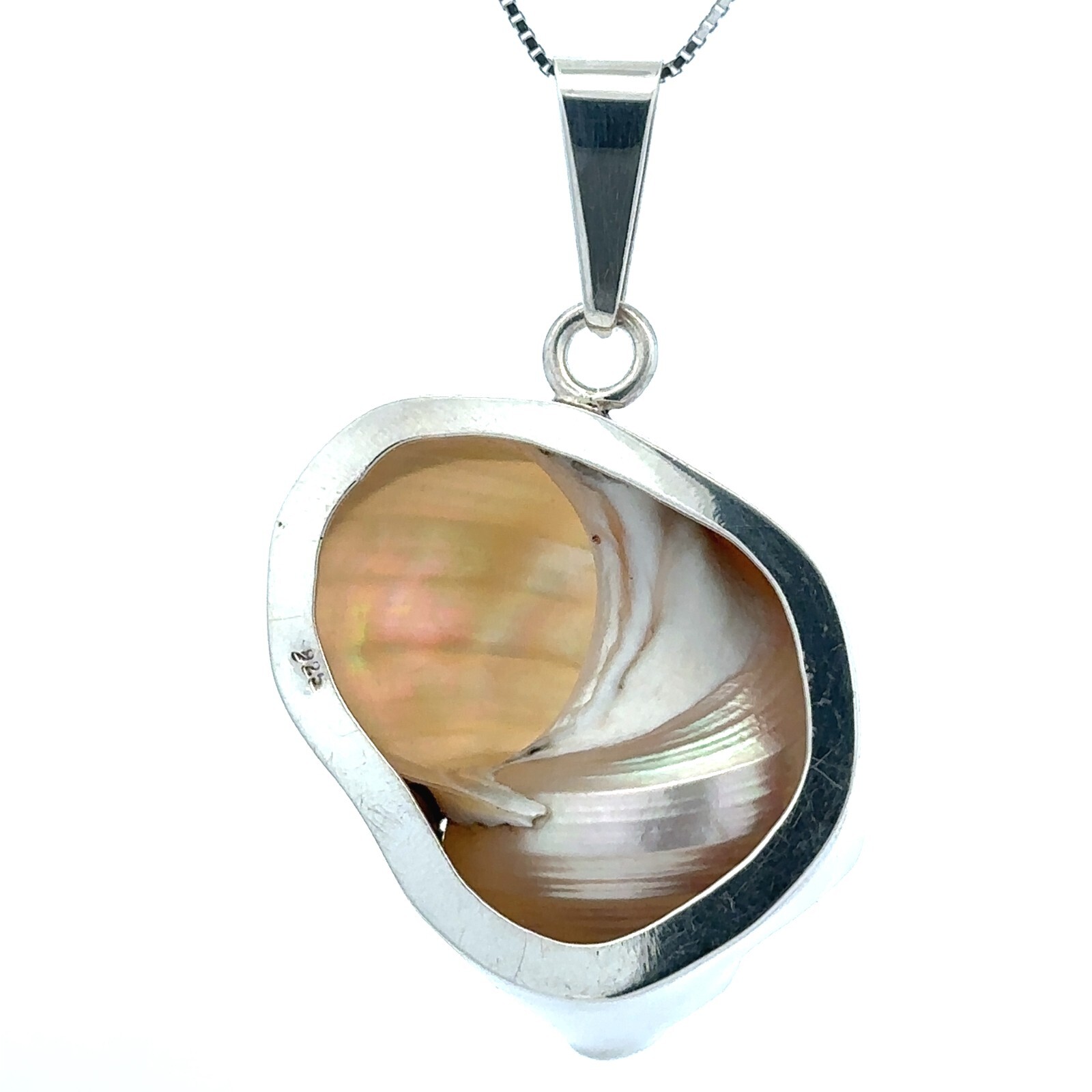 Sterling Silver Handmade Shell Pendant (1 3/8 x 2 1/8 Inch)