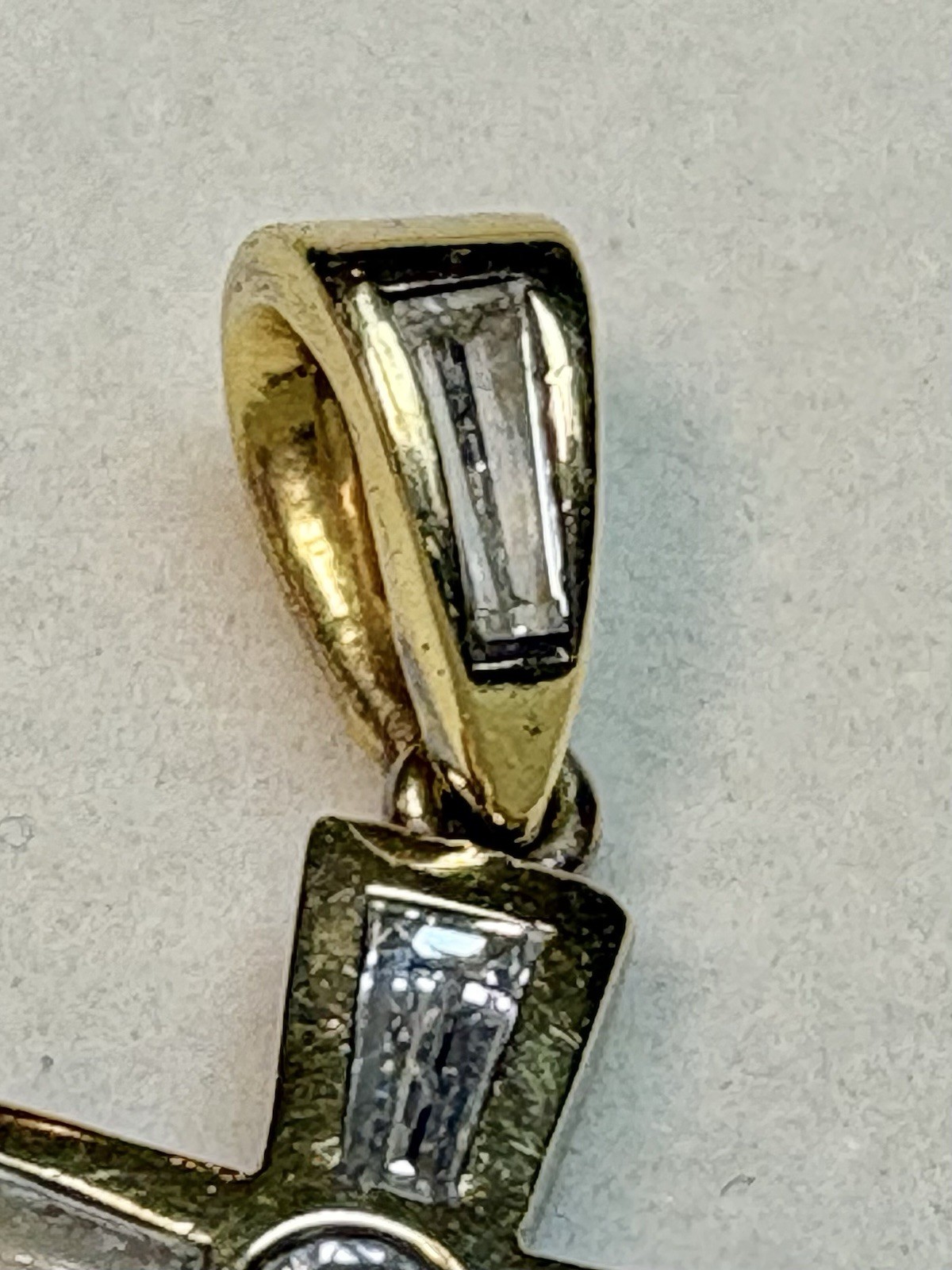 18k Italian Gold Baguette Diamond Cross Pendant