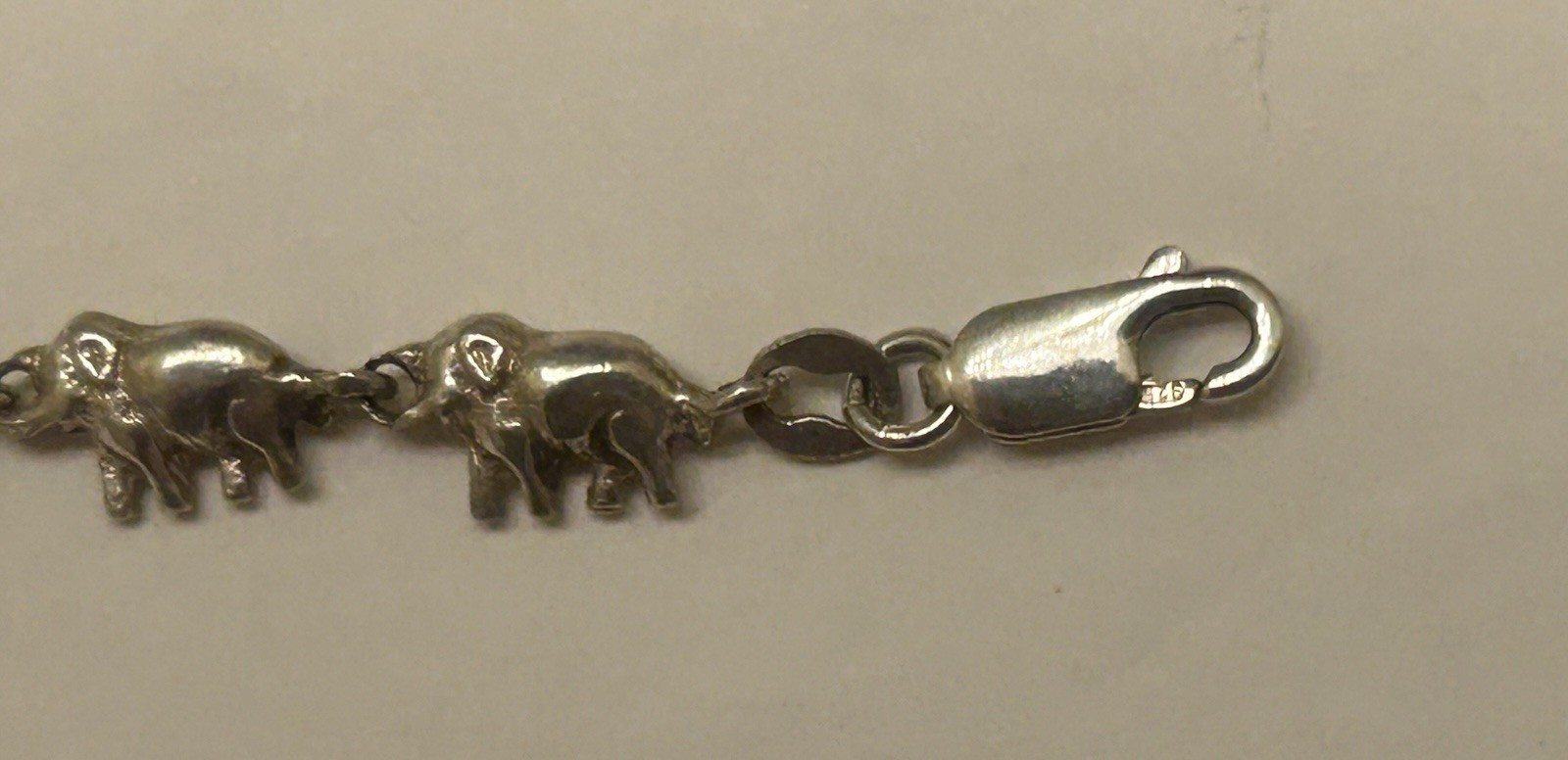 925 Sterling Continuous Pattern Elephants 18” Necklace, 35.5g