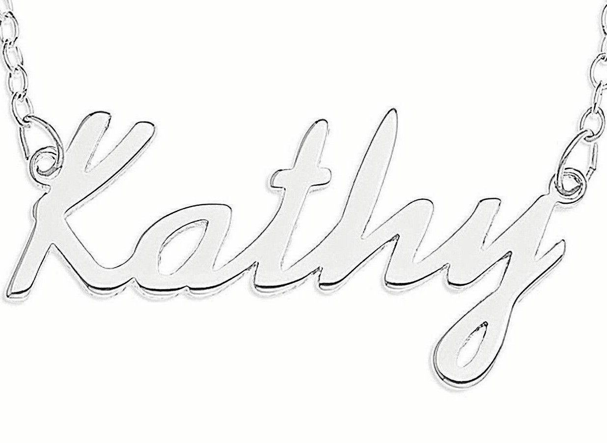 Kathy Name Plate Necklace Pendent Sterling Silver female Personalized Custom