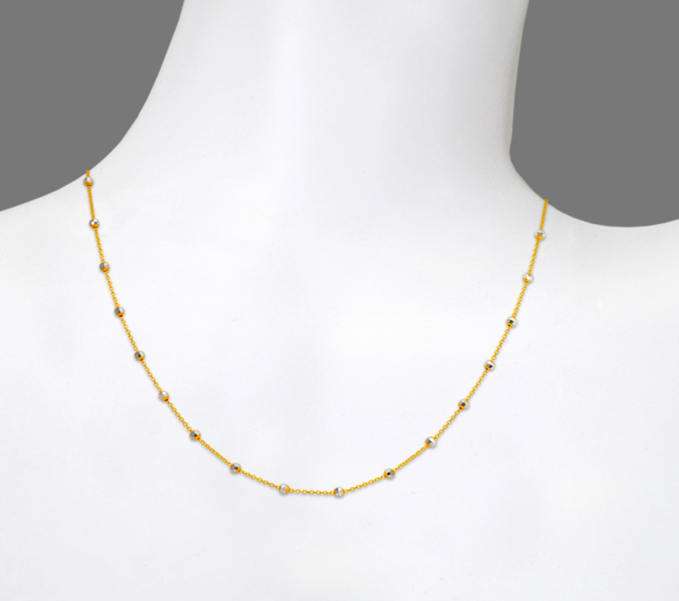 14k Real Solid Gold Bead Station Necklace Ball Beaded Rolo Chain 7″ 16″ 18″ 20″