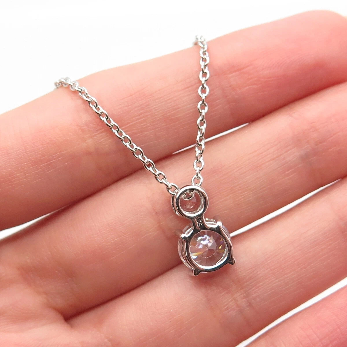 2.50Ct Round-Cut EF/V1 Lab Grown Diamond Bezel Necklace & Pendant 14k White Gold