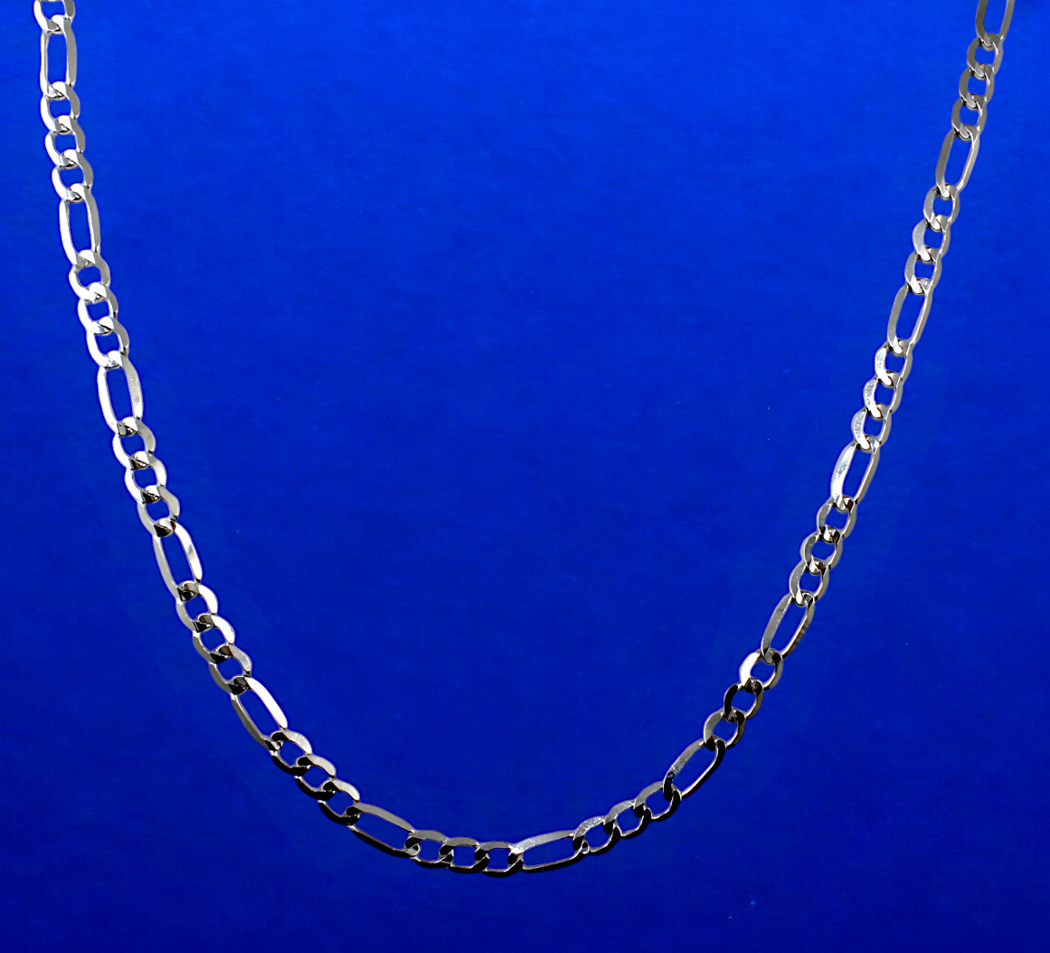 14K White Gold SOLID Figaro Necklace Bracelet Chain Real Gold 2mm-6mm 7″-30″