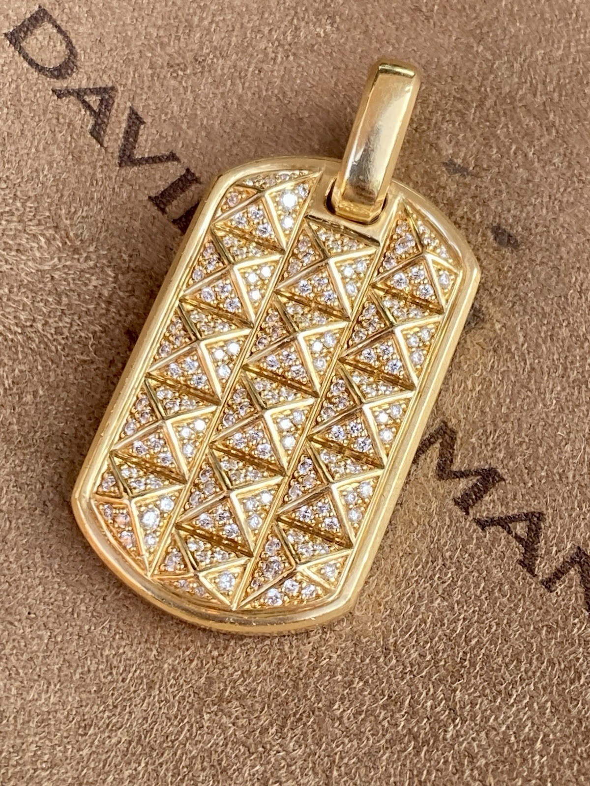David Yurman 18k Gold Diamond Pyramid Pendant 1.75” $12,500 23.4 Gram