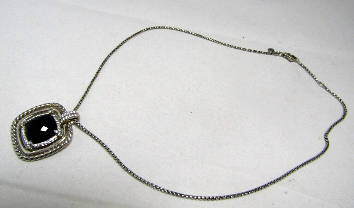 David Yurman Sterling Silver Black Onyx & Diamond Chatelaine Pendant Necklace