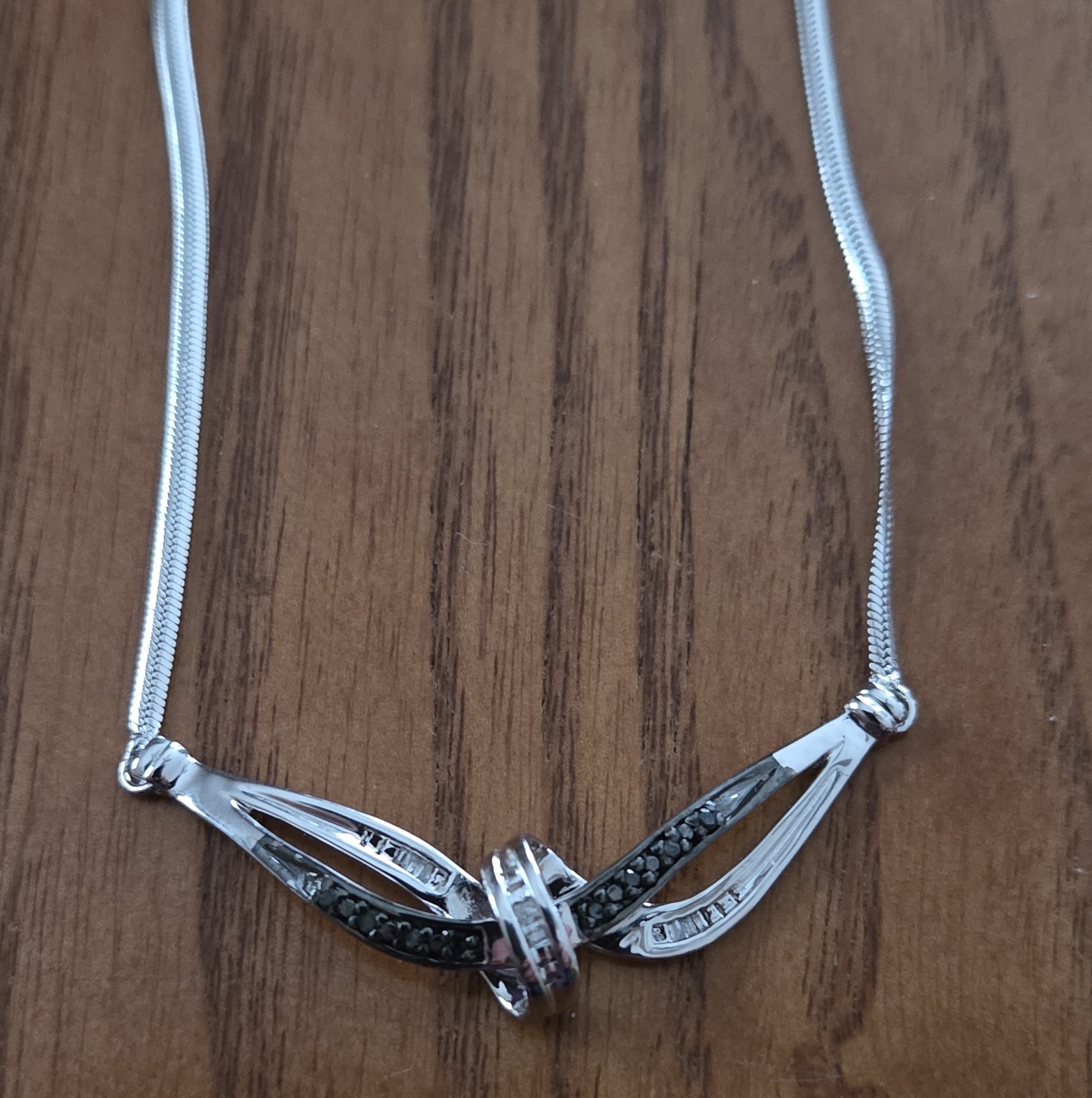 Sterling Silver Sparkling Black Diamond Necklace Vintage 1/10 CTW 925 Pendant