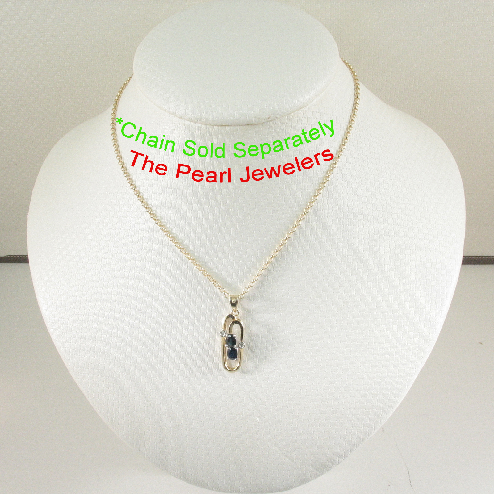 Unique Design 14KT Yellow Solid Gold Genuine Diamond Sapphire Pendant TPJ