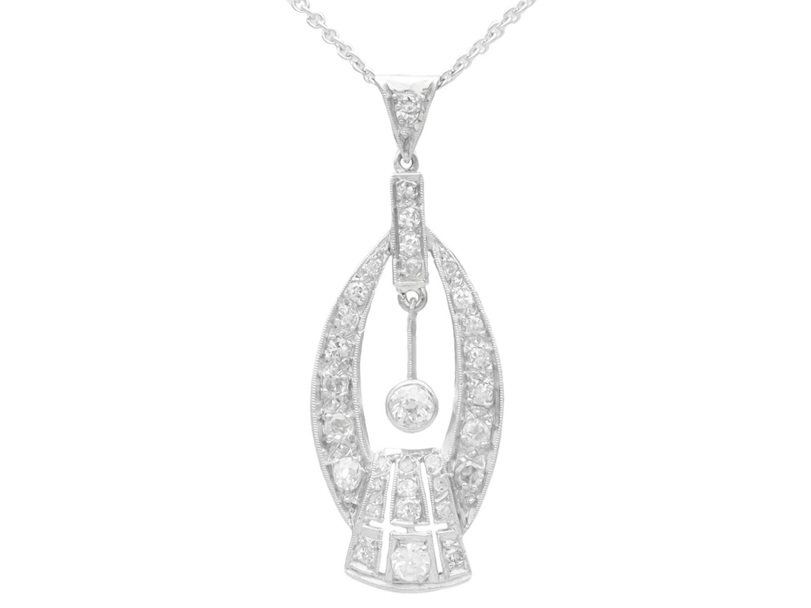 Antique Art Deco 0.88Ct Diamond and Platinum Pendant Circa 1925