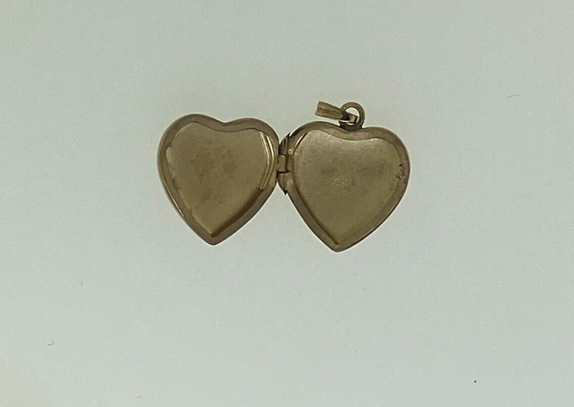 NEW 14K Yellow Gold Brushed & Shiny Heart Locket with Engraved Design 1.4g