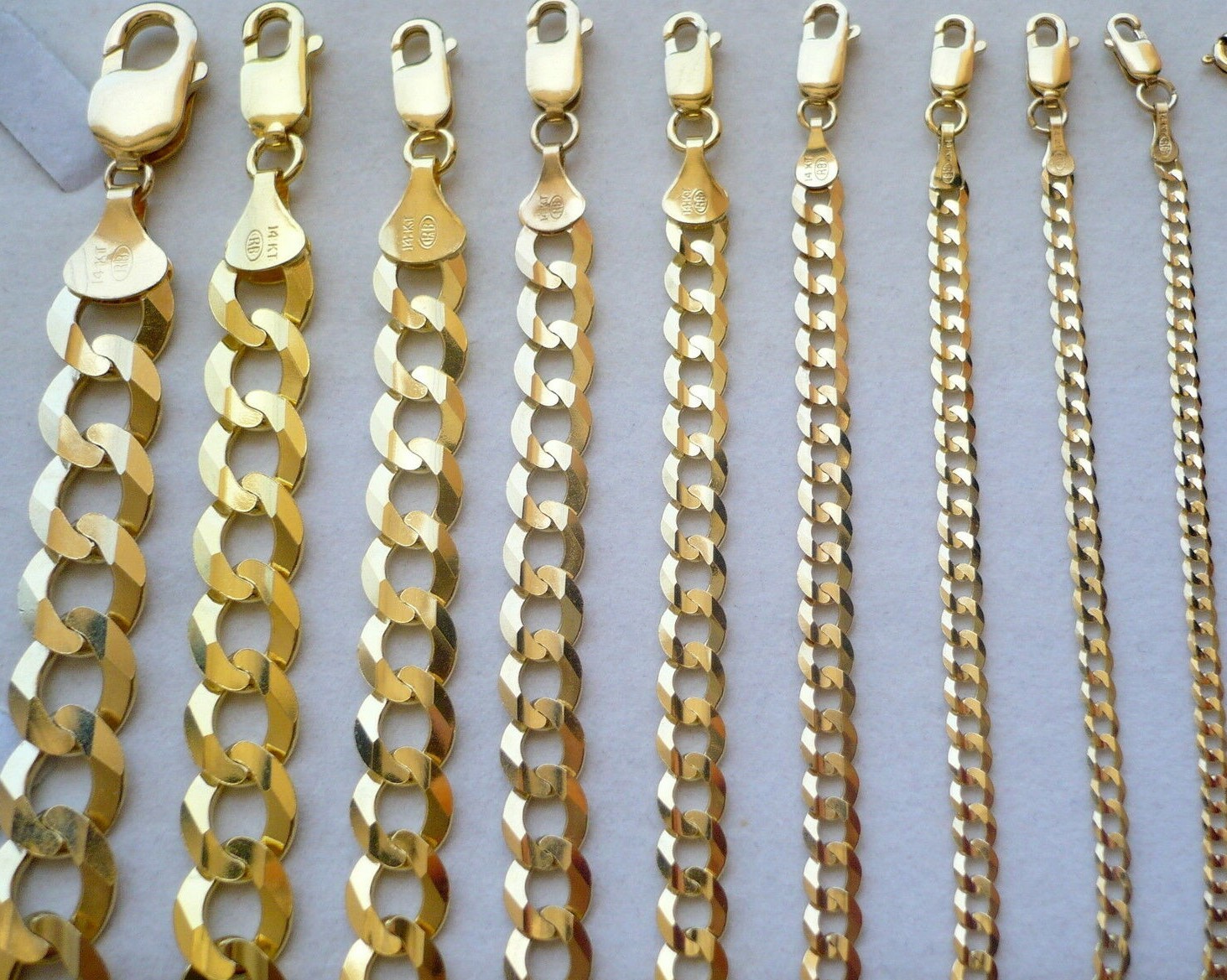 2MM- 11MM 14K SOLID YELLOW GOLD CUBAN LINK WOMEN/ MEN’S NECKLACE CHAIN 16″-30″