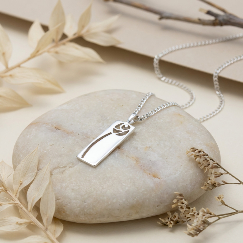 Sterling silver Charles Rennie Mackintosh pendant necklace with 18″ chain & box