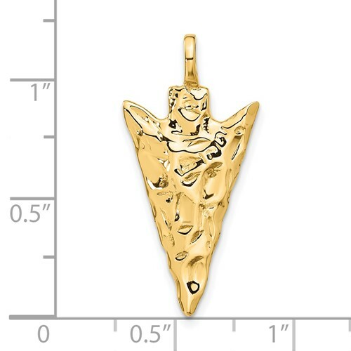 14K YELLOW GOLD TEXTURED ARROW HEAD CHARM / PENDANT – 3.4 GRAMS – 1.2″