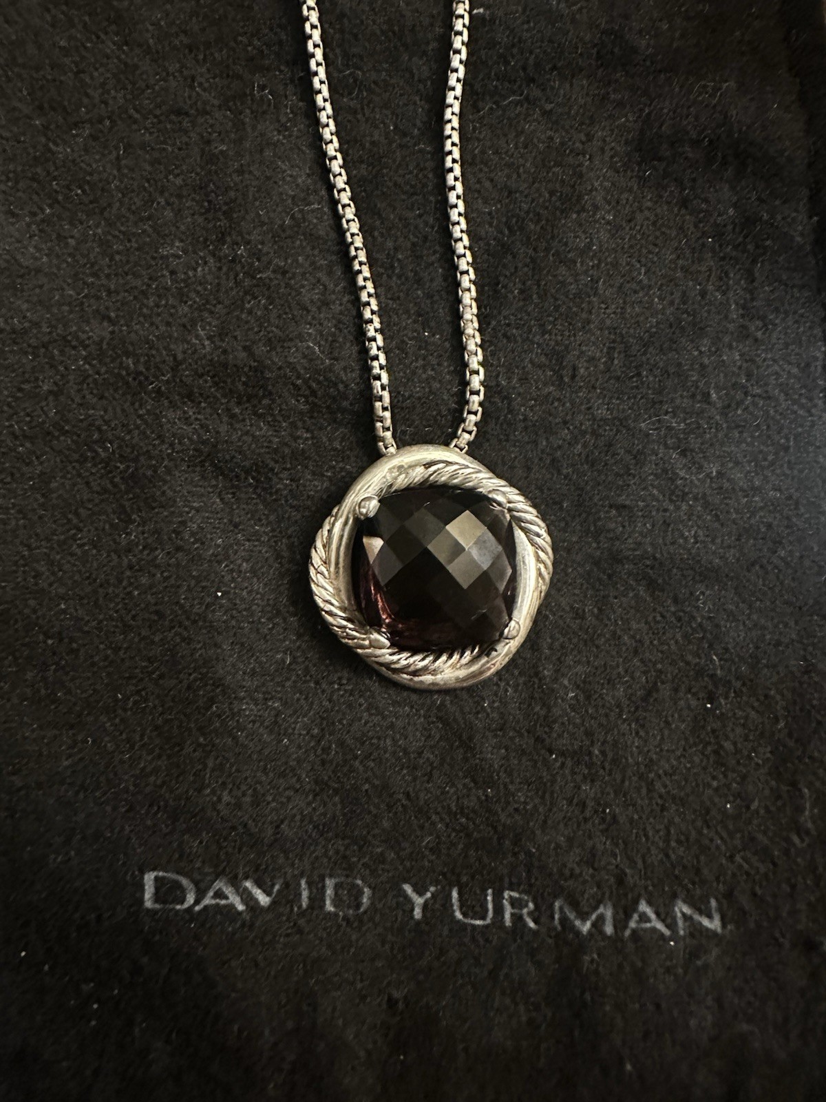 David Yurman 925 Sterling Silver Infinity 14mm Amethyst Pendant Necklace 16-18”
