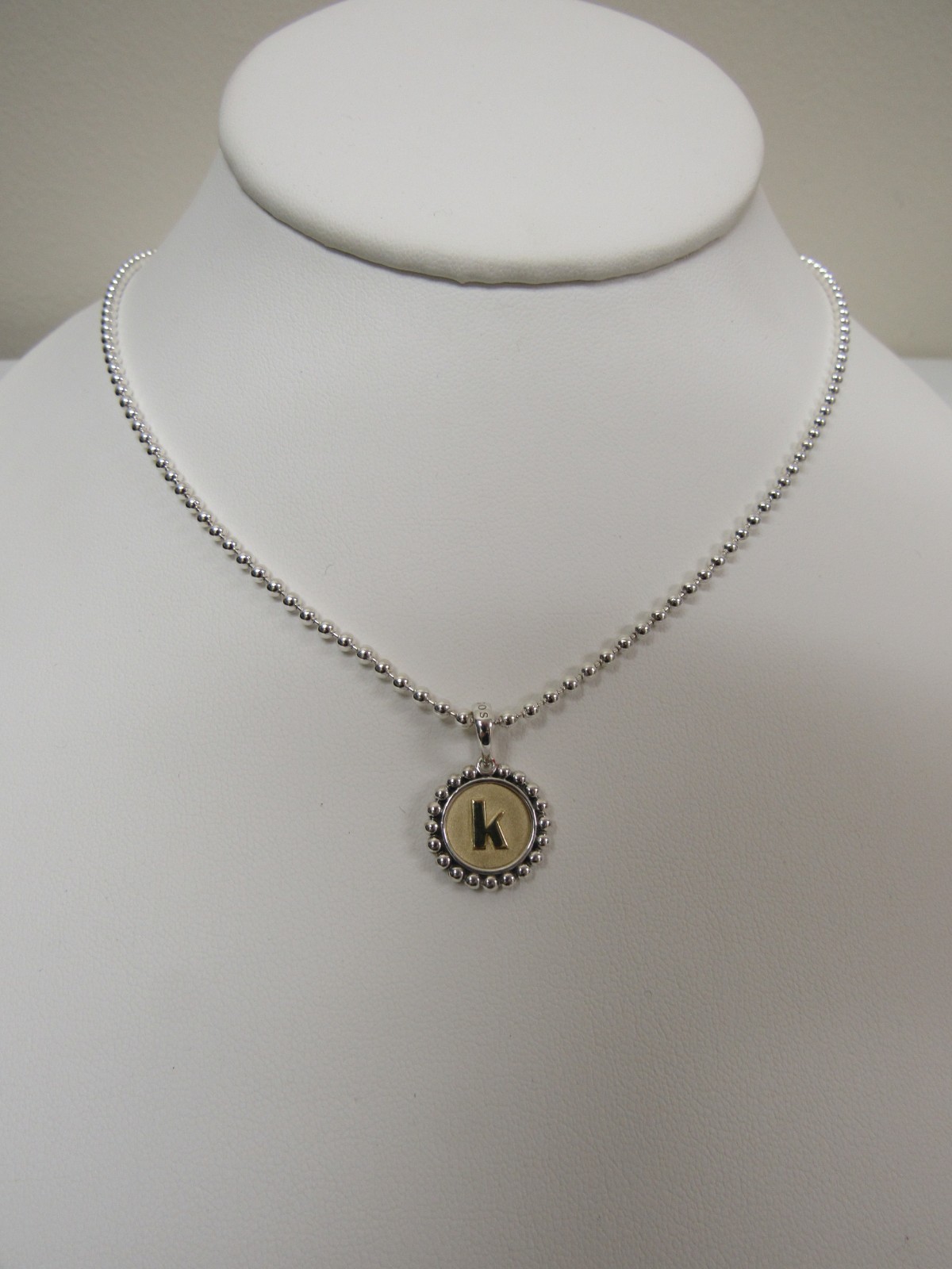 Designer LAGOS S/S 18k Signature Caviar “k” Necklace, Adjustable Chain
