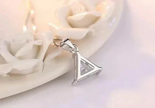 2Ct Trillion Cut Lab-Created Diamond Pendant 14k White Gold Plated 18” Chain
