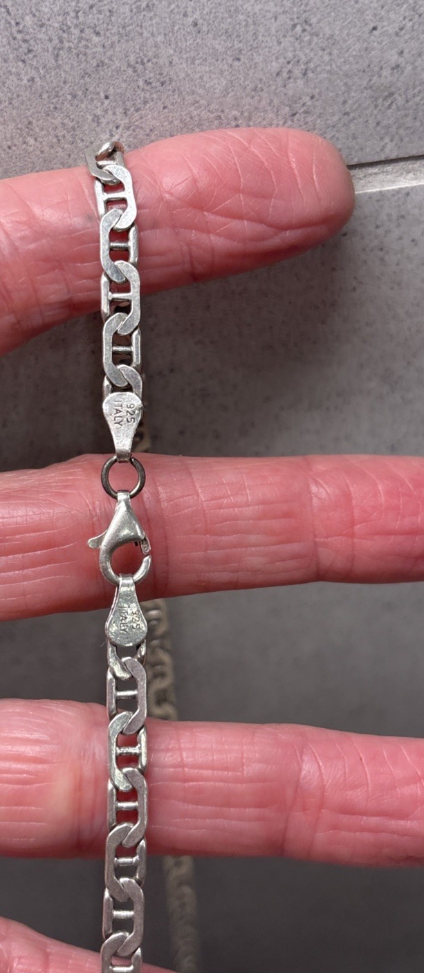 Vintage 925 Italy Solid Anchor Mariner Chain 21 In. 18.2 Gr.