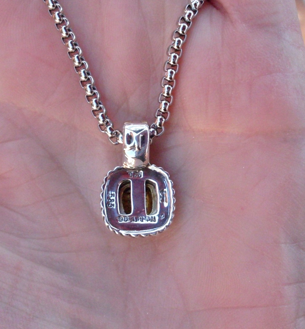 Retired David Yurman Albion Gold Dome Enhancer Pendant w/Chain – 14K/925