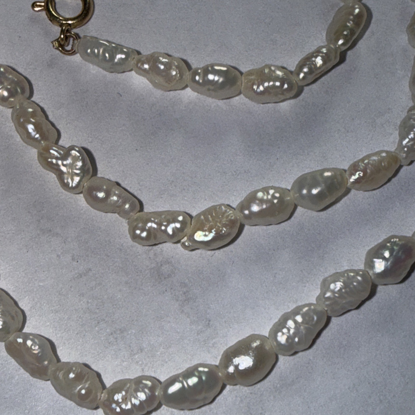 Necklace 14k Gold Cultured Rice Pearl 17” Unused Old Stock Vintage