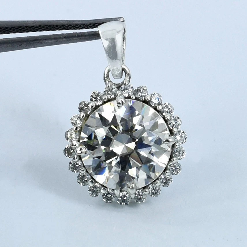 7.00 Ct Certified White Treated Diamond Solitaire Pendant in 925 Silver