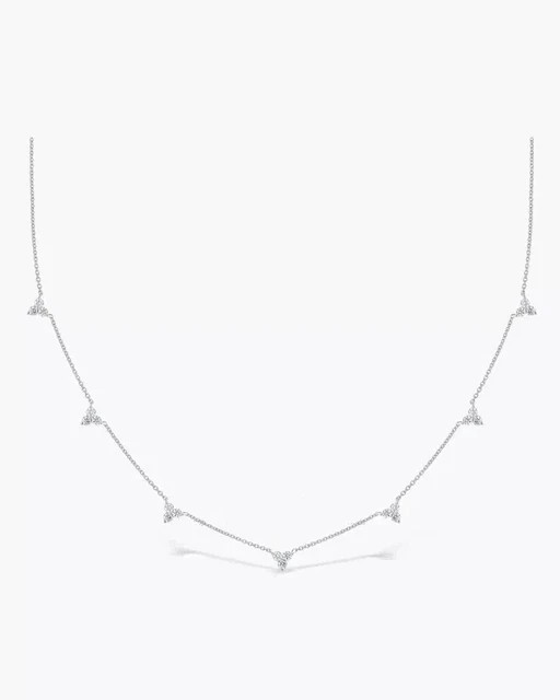 1Ct Round Cut White Moissanite Women’s Chain Necklace 14K Yellow Gold Plated