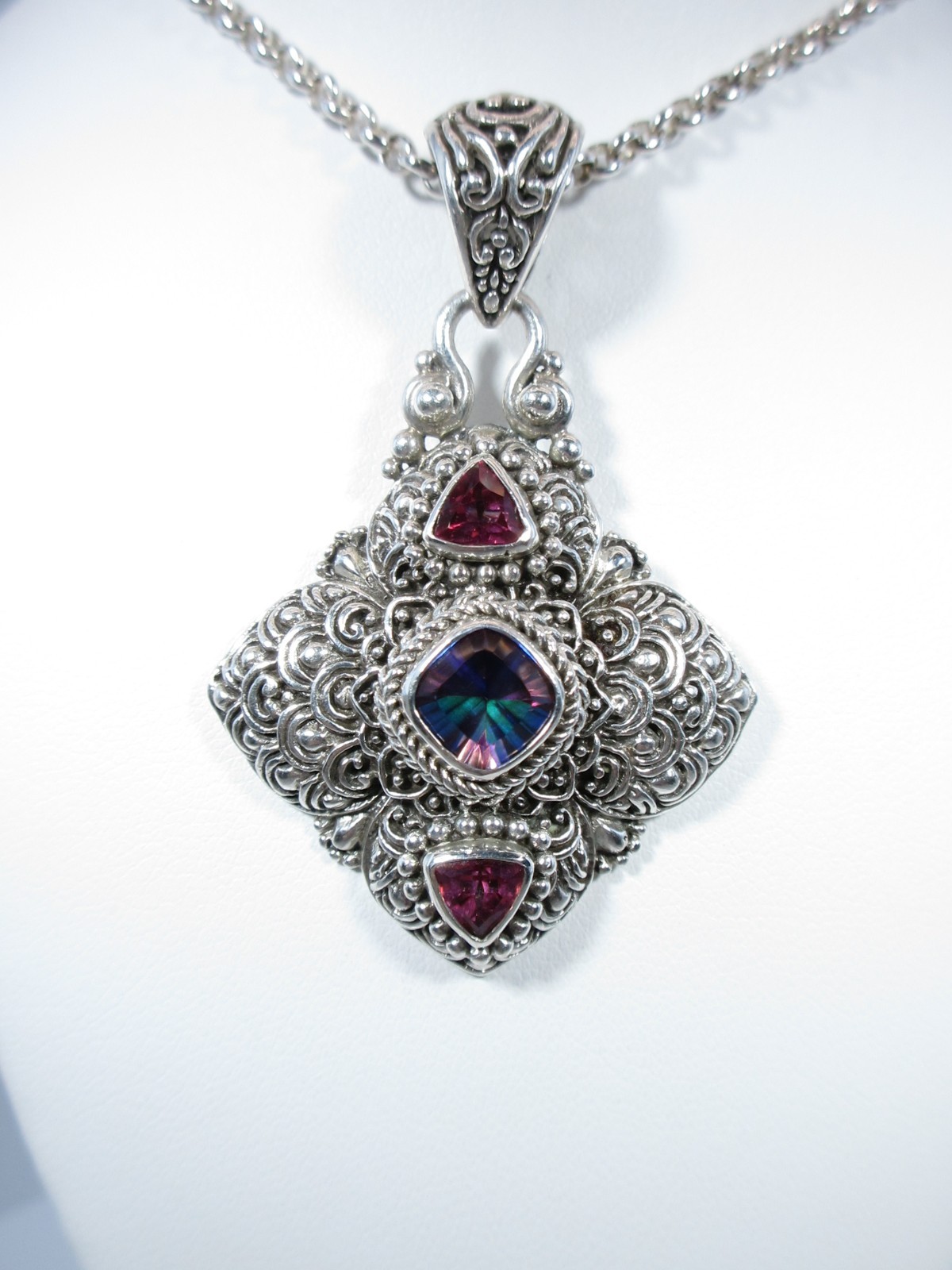 Sarda Sterling Silver in Purple Mystic Quartz & Pink Mystic Topaz Pendant