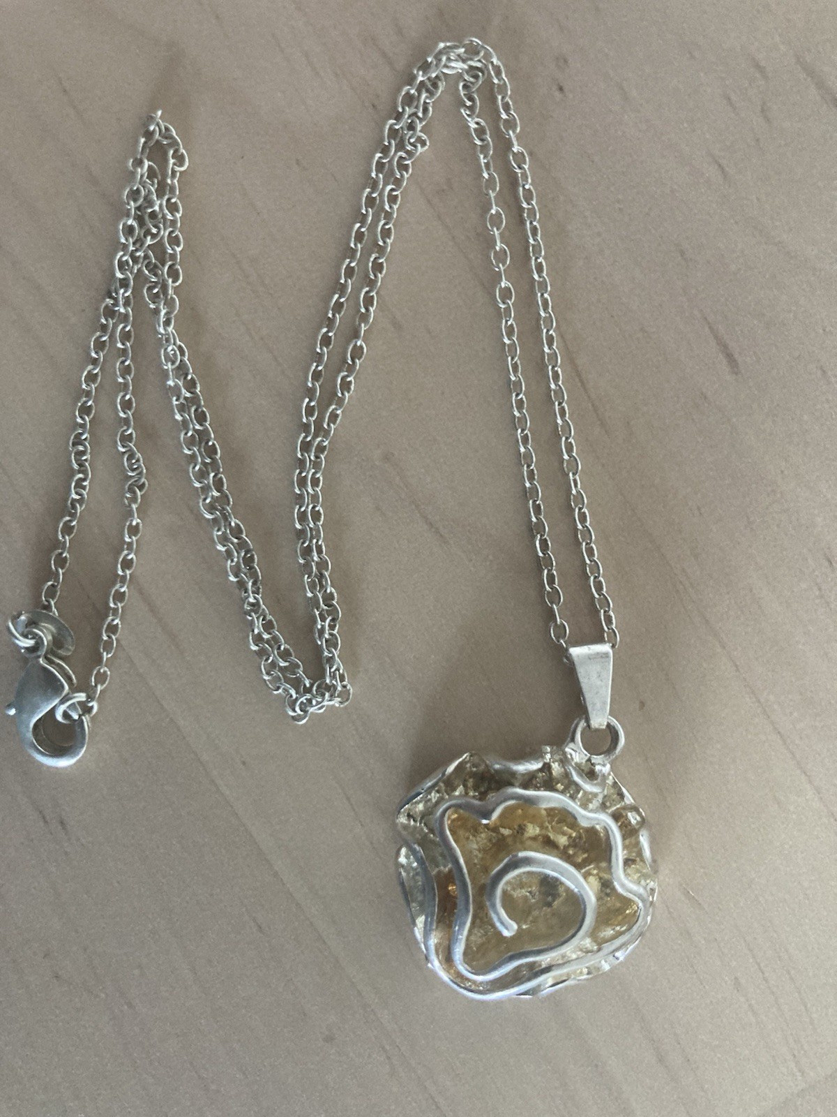 Abstract Sterling Silver Pendant Necklace 8.5g Silver
