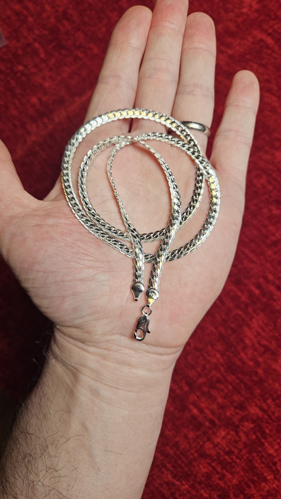 Real 925 Sterling Silver 6mm Wide Side Chain Link Necklace, Lobster clasp 18inch